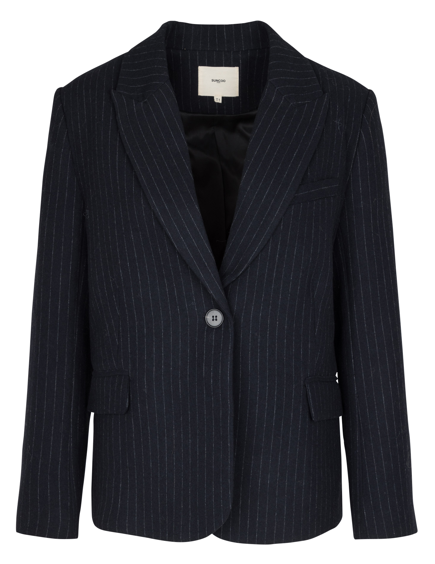 Veste de tailleur droite rayée SUNCOO Bleu