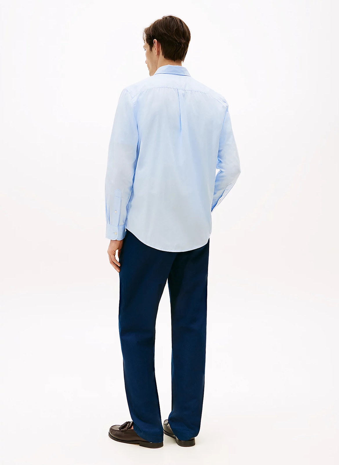 Chemise droite boutonnée en coton Bleu