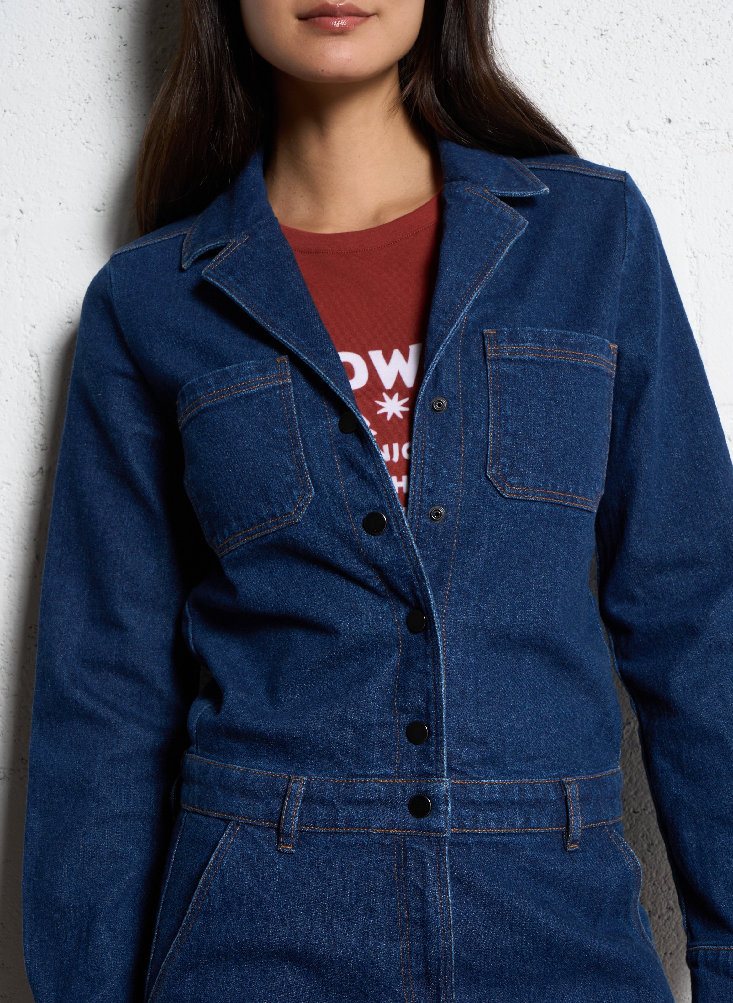 Straight-leg cotton-blend jumpsuit I CODE Blue