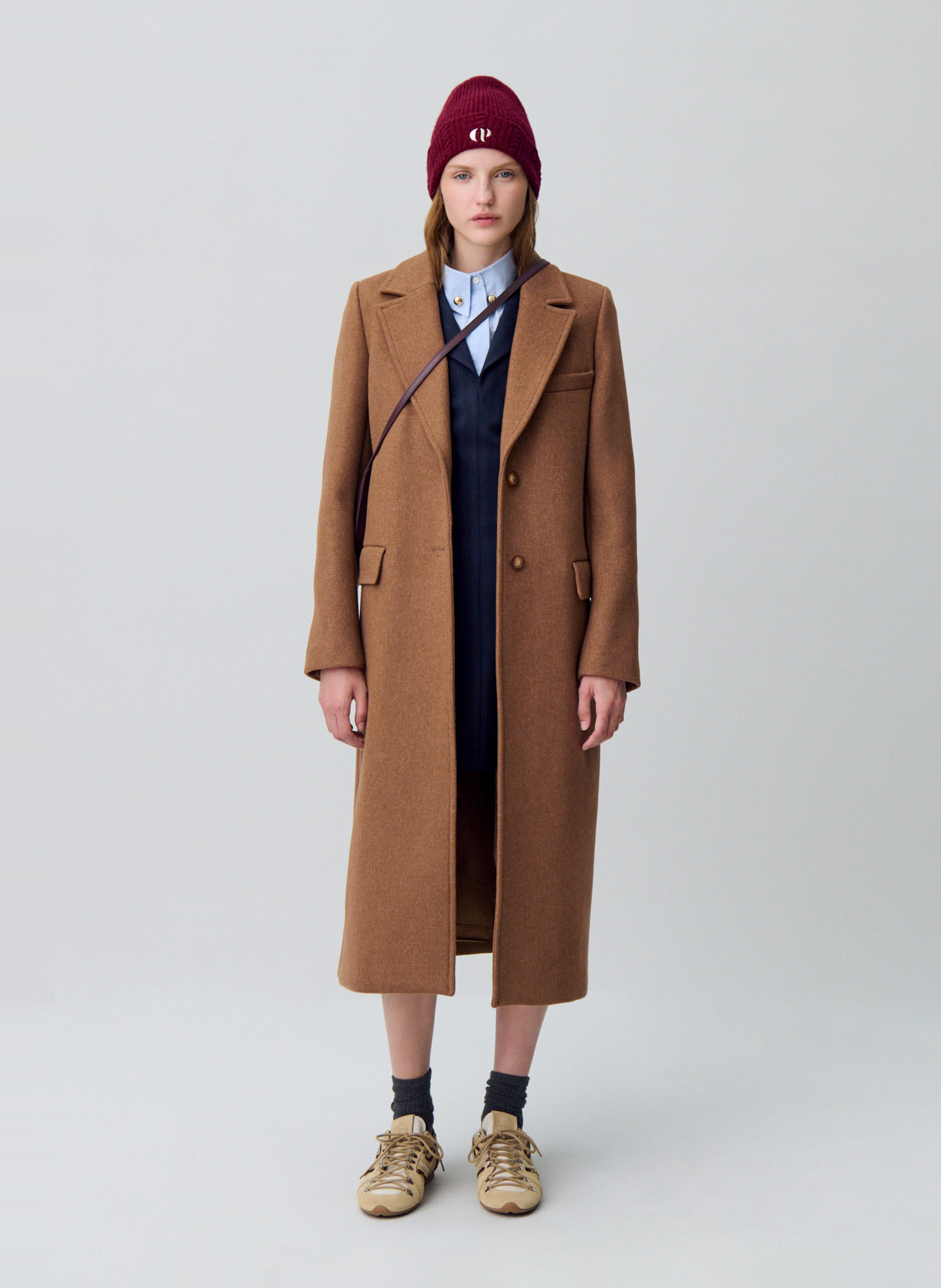 Mittellanger Oversize-Mantel in Uni CLAUDIE PIERLOT Beige