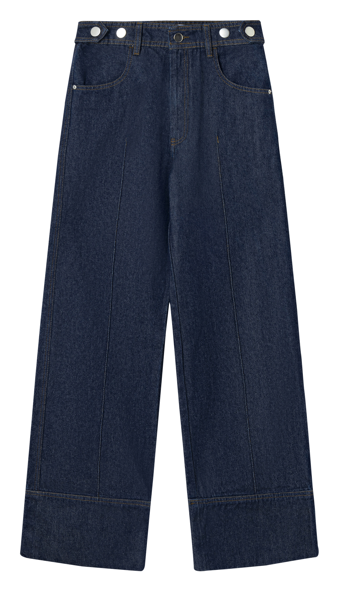 Jean large taille haute en coton LAAGAM Bleu