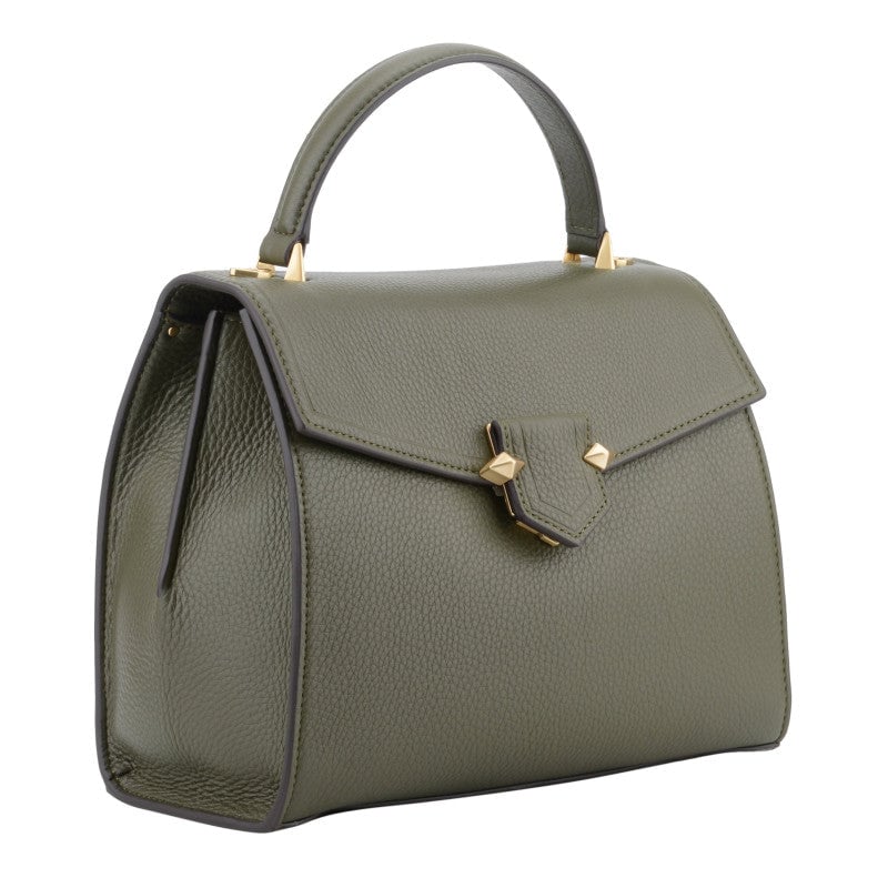 Handbag - grained calf leather POURCHET Khaki