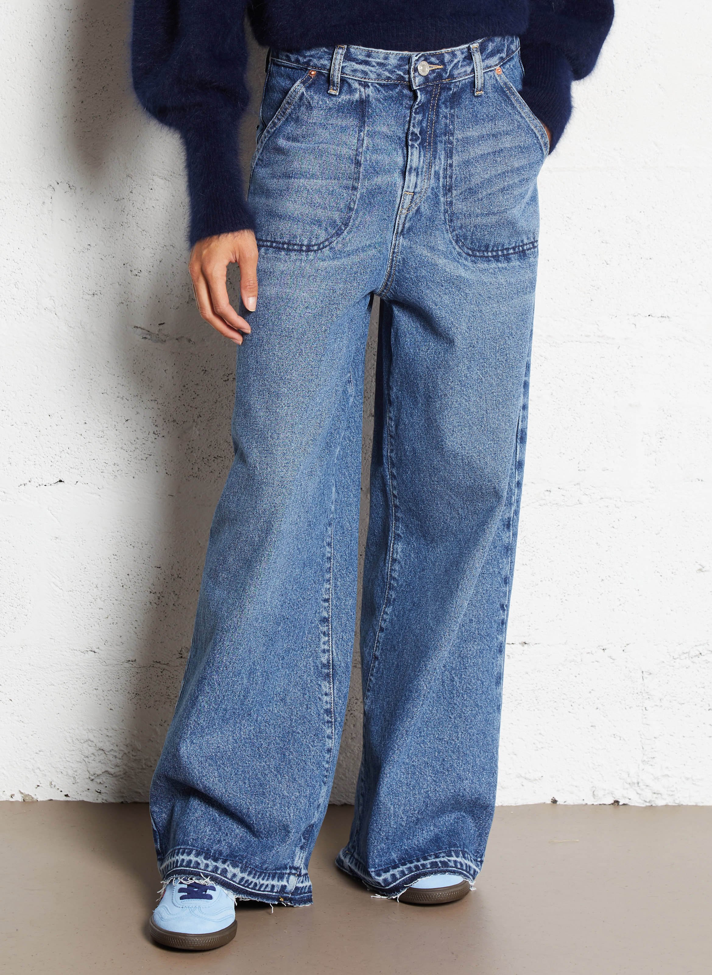 Jean large taille haute en coton BELLEROSE Bleu