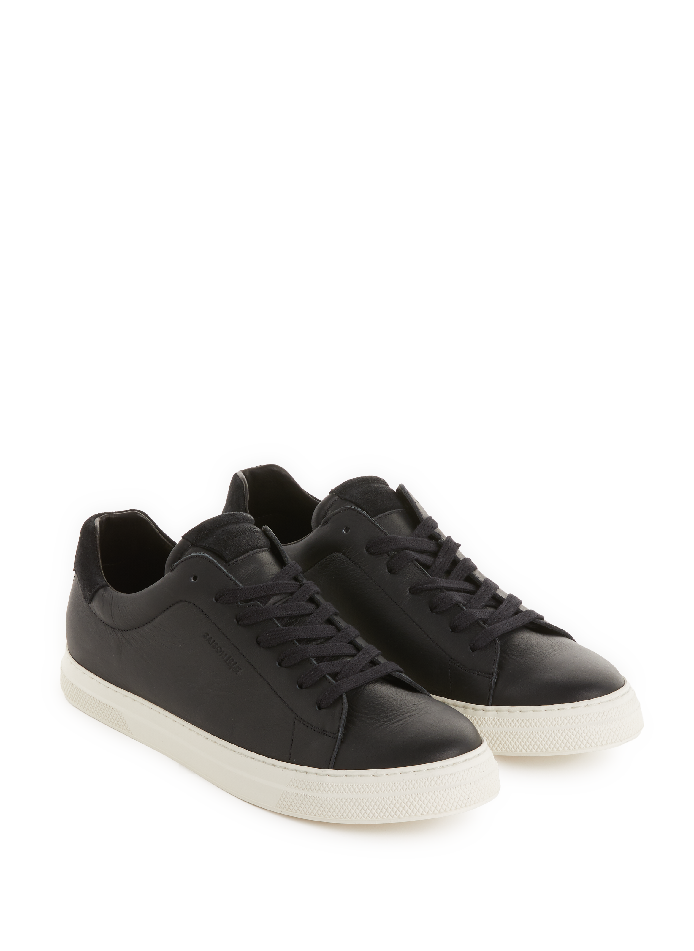 Plain low leather trainers SAISON 1865 Black