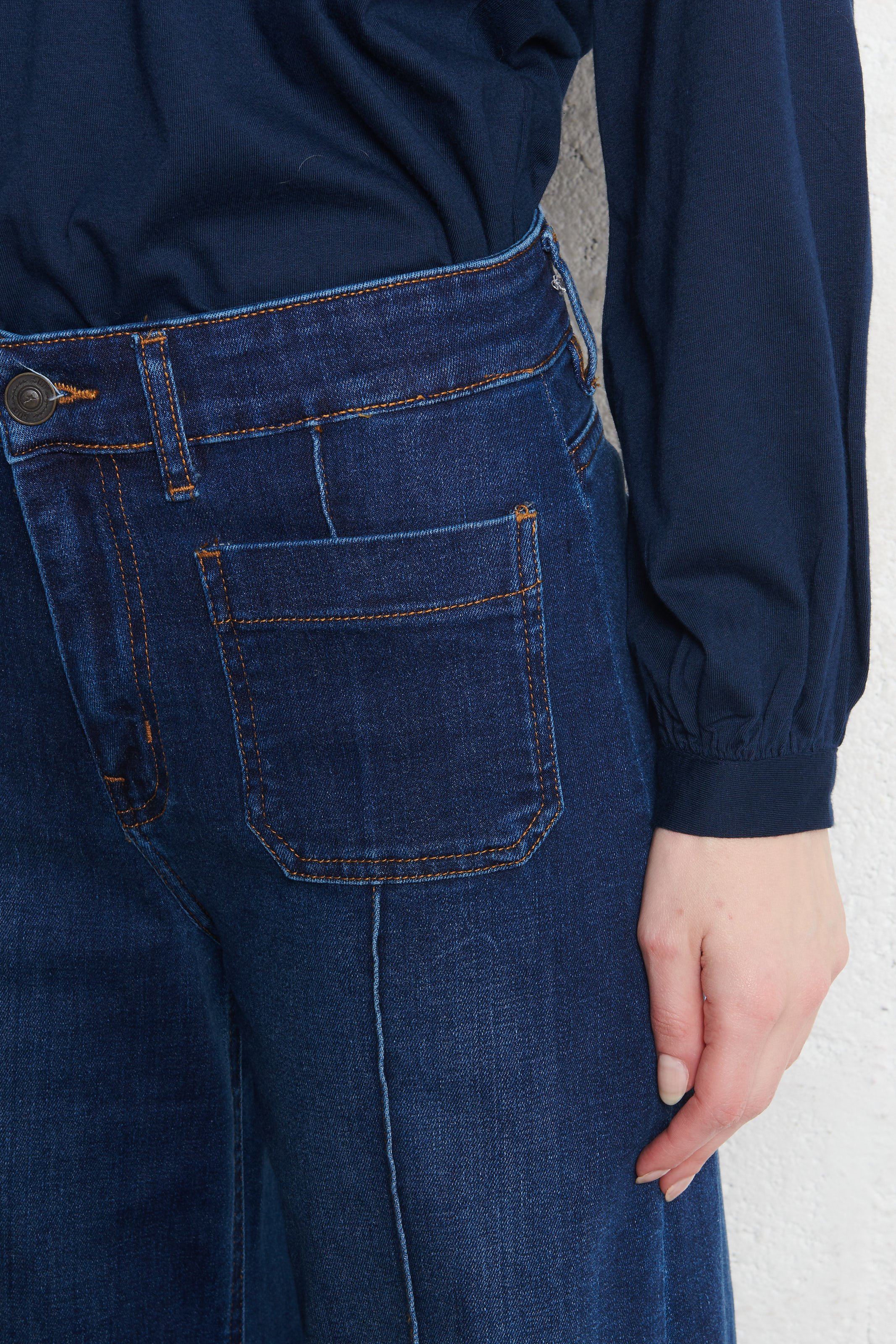 Cotton-blend wide-leg jeans SUD EXPRESS Blue