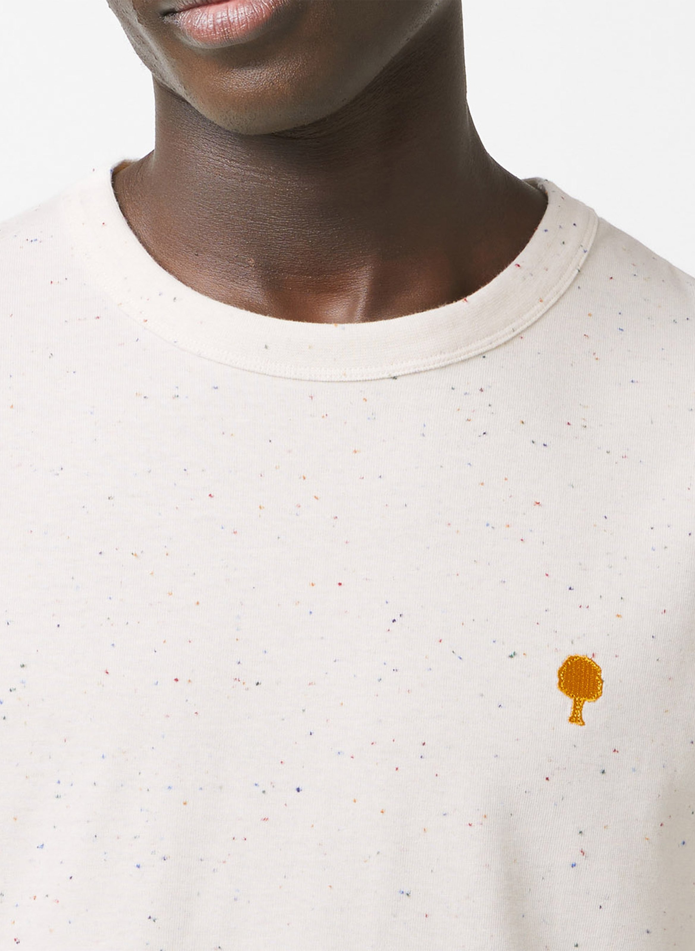 Flecked loose-fit round-neck T-shirt Beige