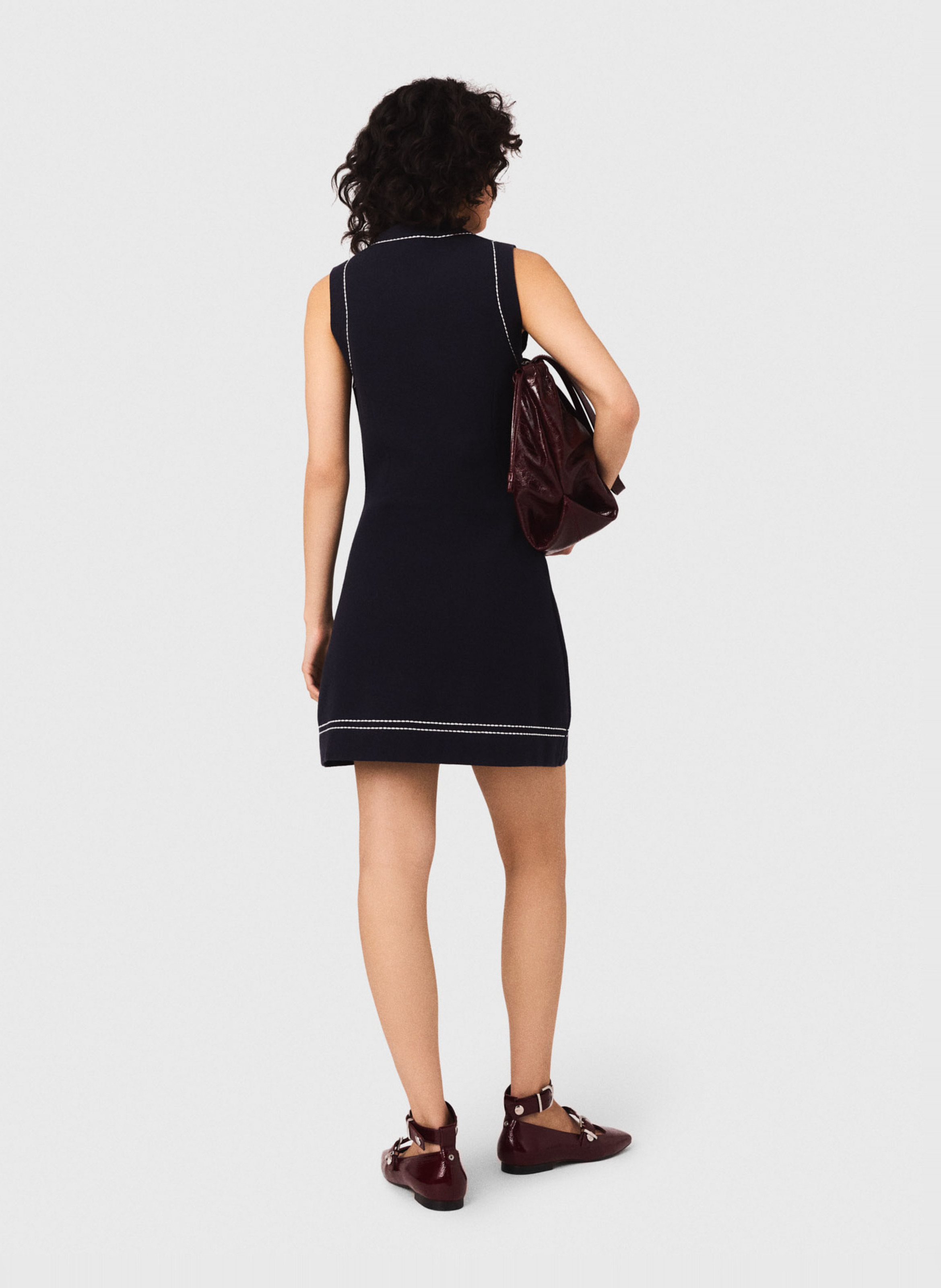 Robe courte en maille MAJE Bleu