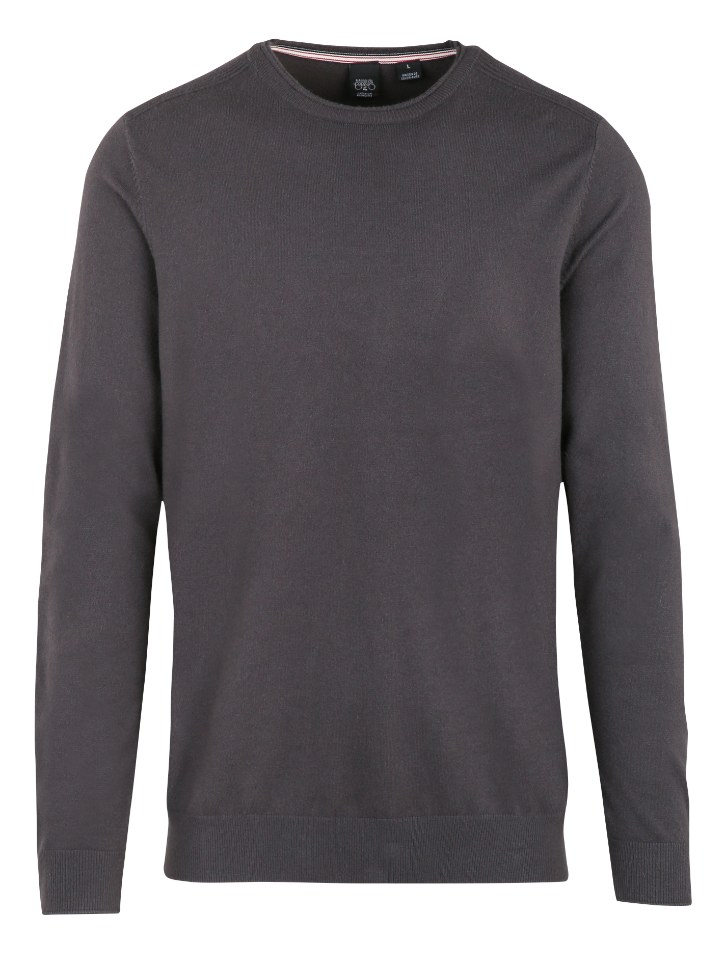 Pull droit col rond en maille unie LE TEMPS DES CERISES Gris