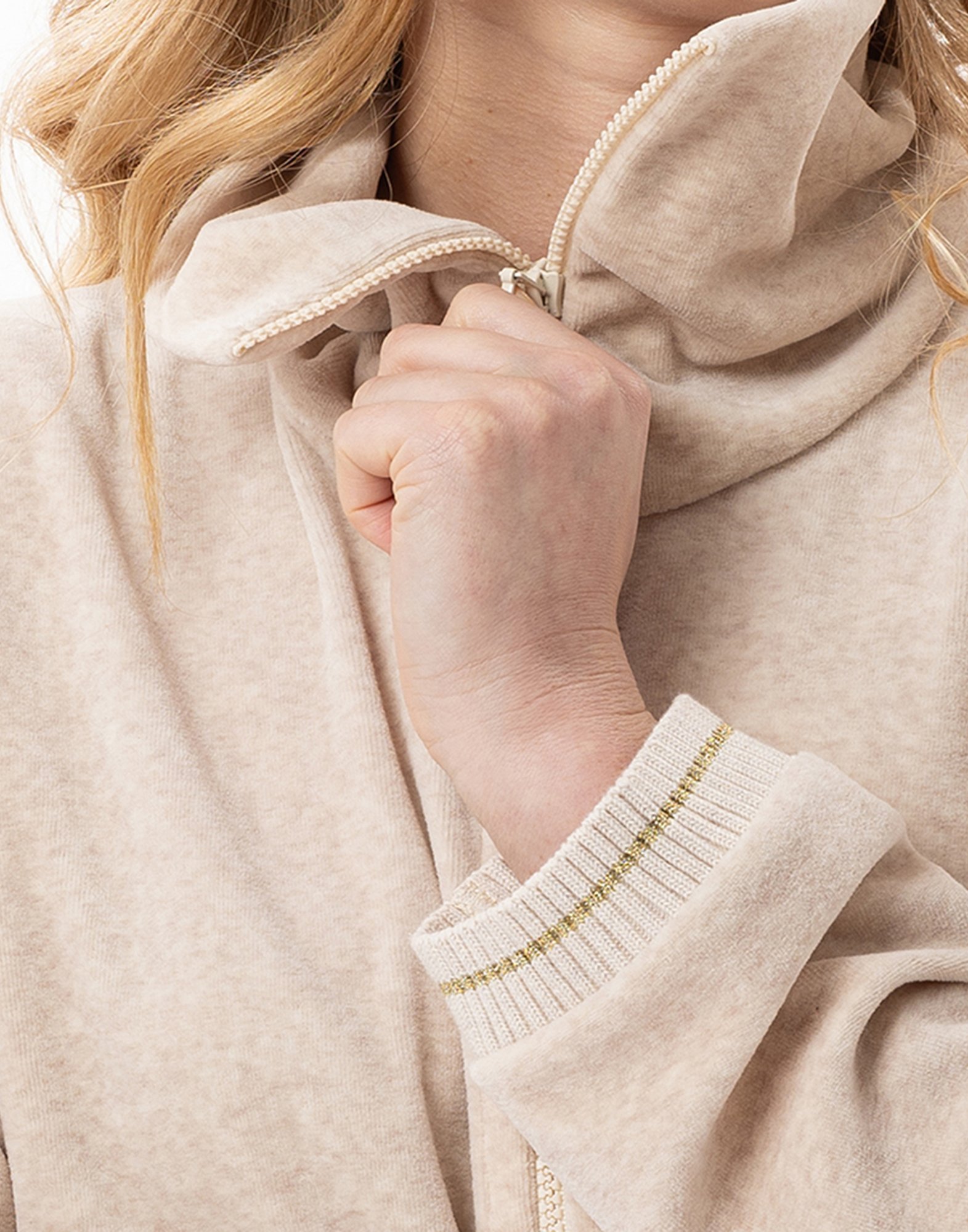 Zip-up velvet homewear set LE CHAT Beige