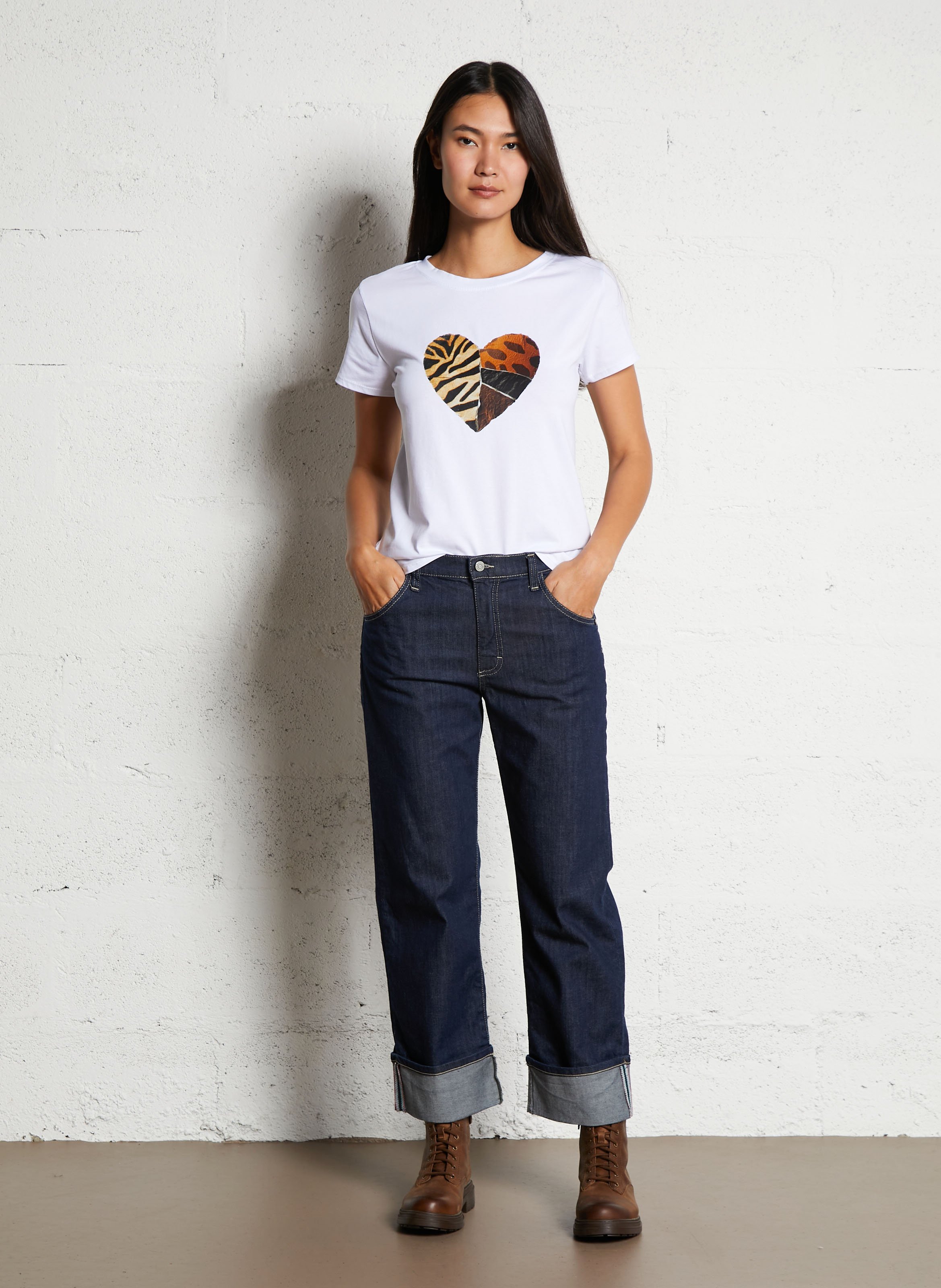 Jean droit en coton mélangé PLEASE Bleu