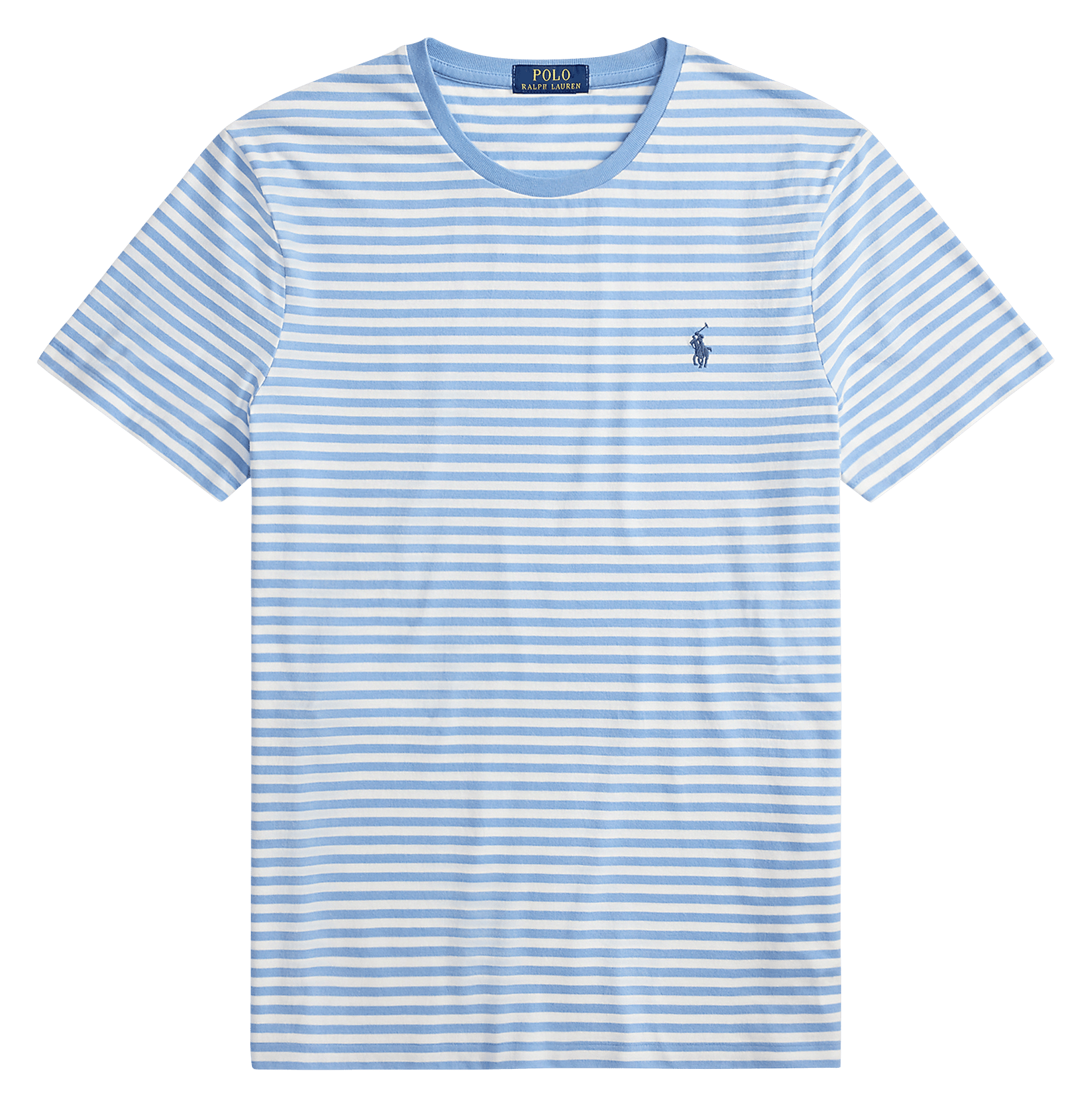Camiseta recta con cuello redondo de algodón de rayas POLO RALPH LAUREN Azul