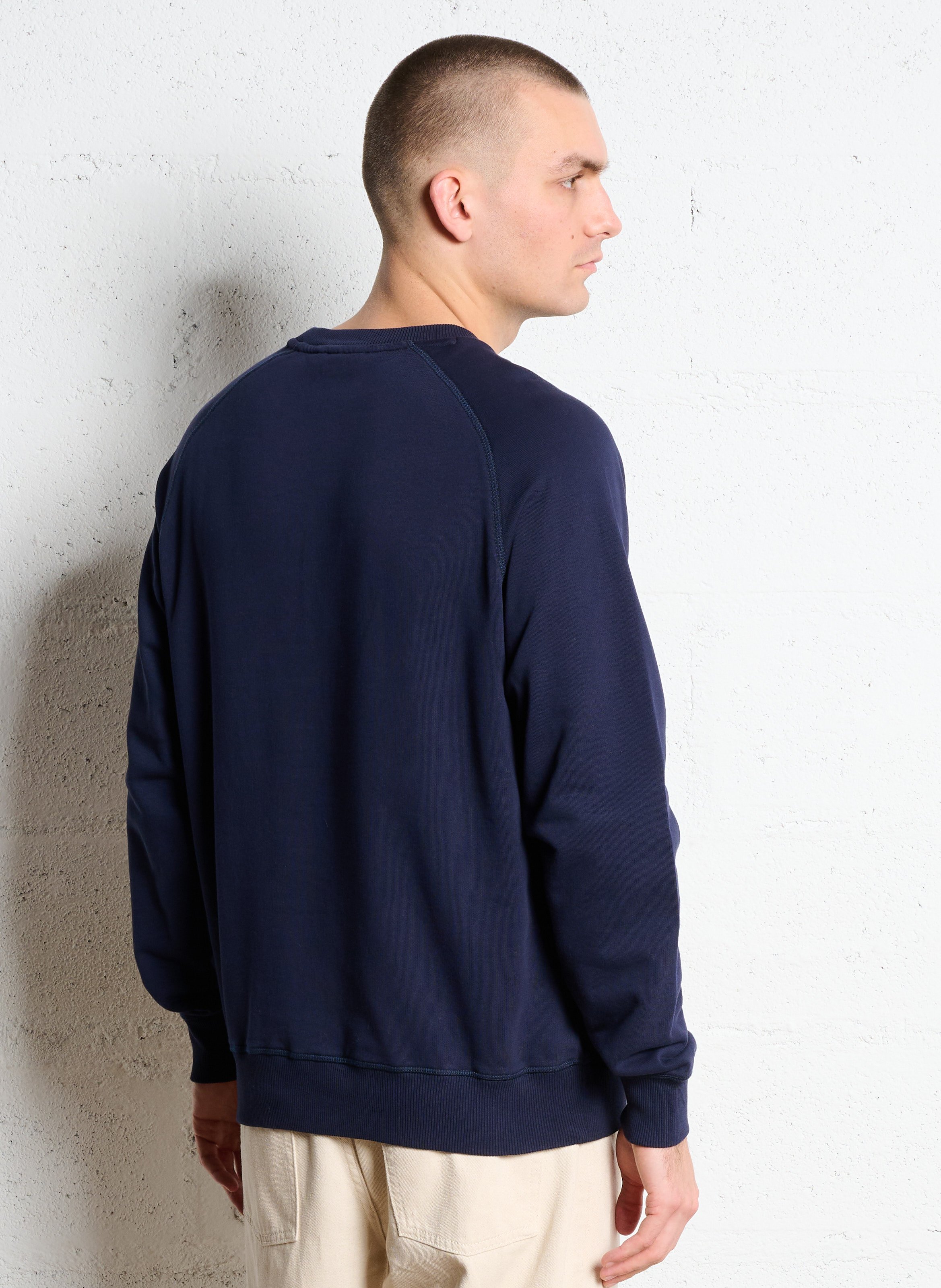 Sweat droit col rond en coton NAPAPIJRI Bleu