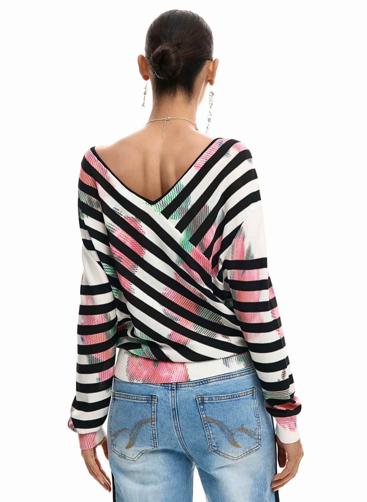 Schulterfreies Oberteil mit Streifen DESIGUAL Schwarz