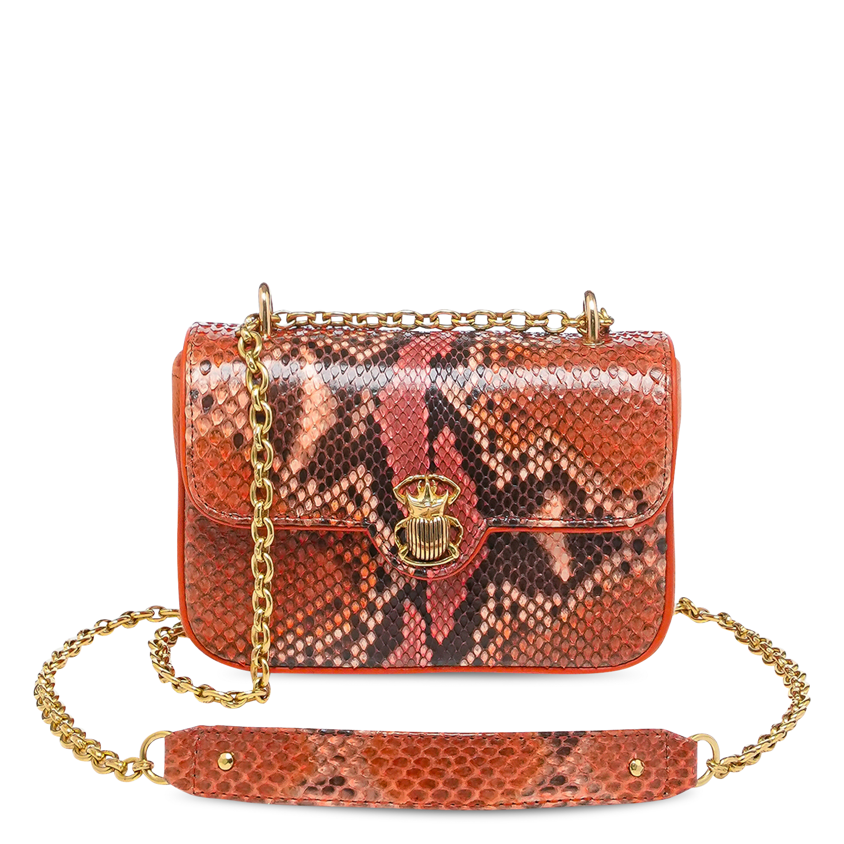 Schoudertas van pythonleer CLARIS VIROT Roze