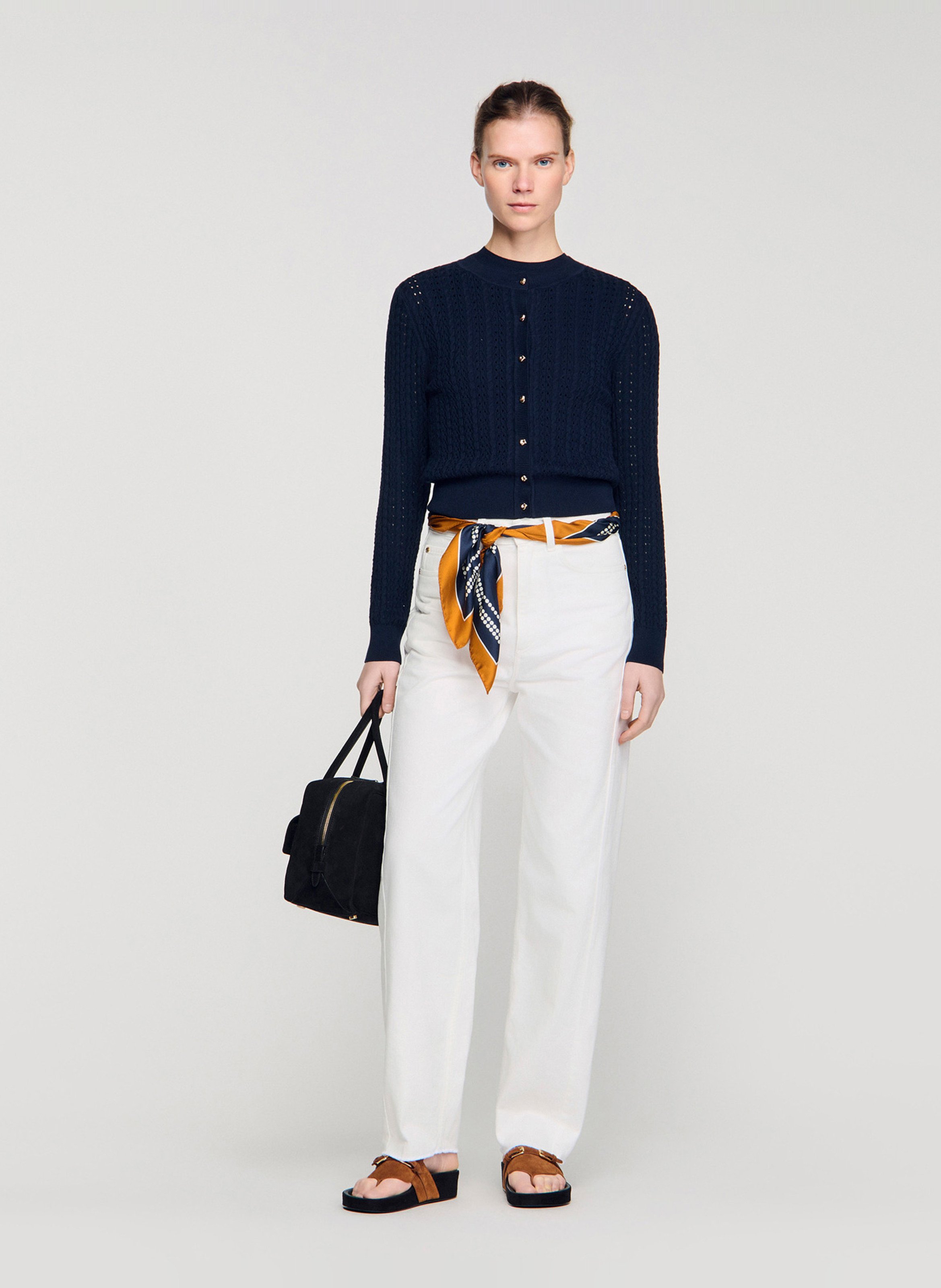 Buttoned cardigan in fancy knit SANDRO Blue