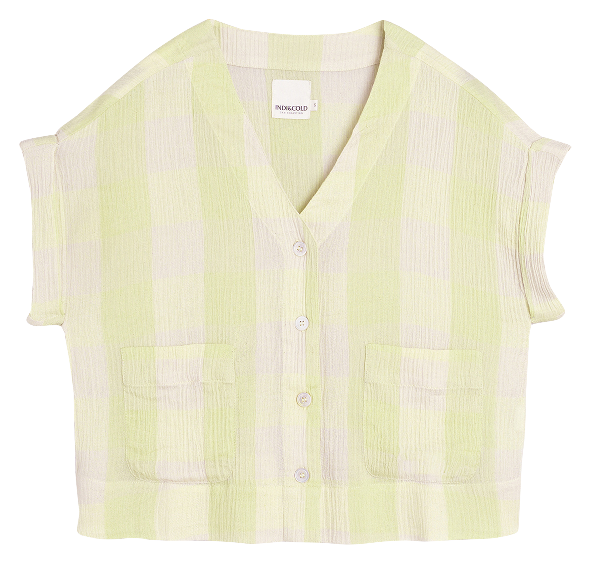 V-neck checkered blouse INDI & COLD Green
