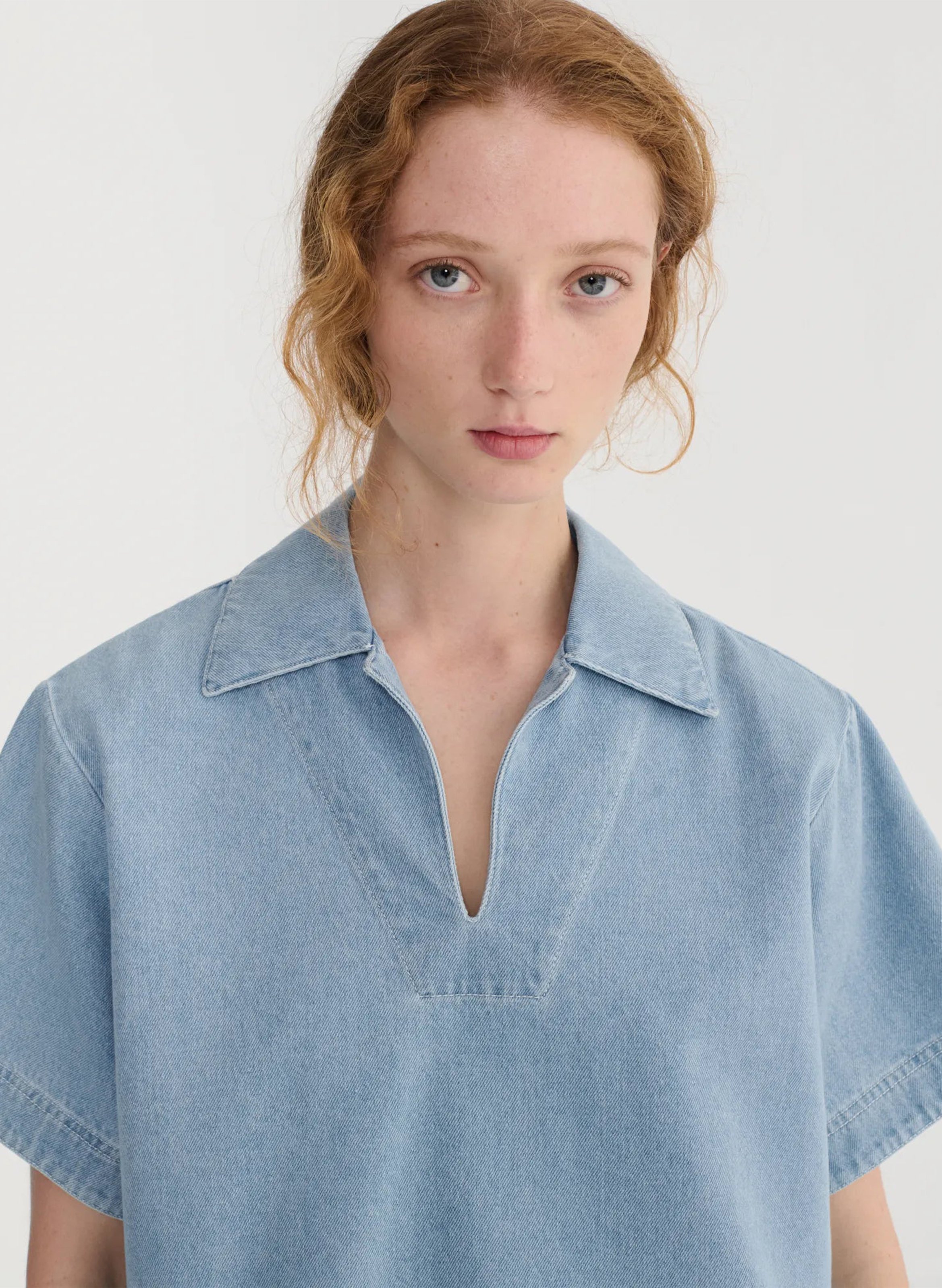 Oversized cotton V-neck top BOBO CHOSES Blue