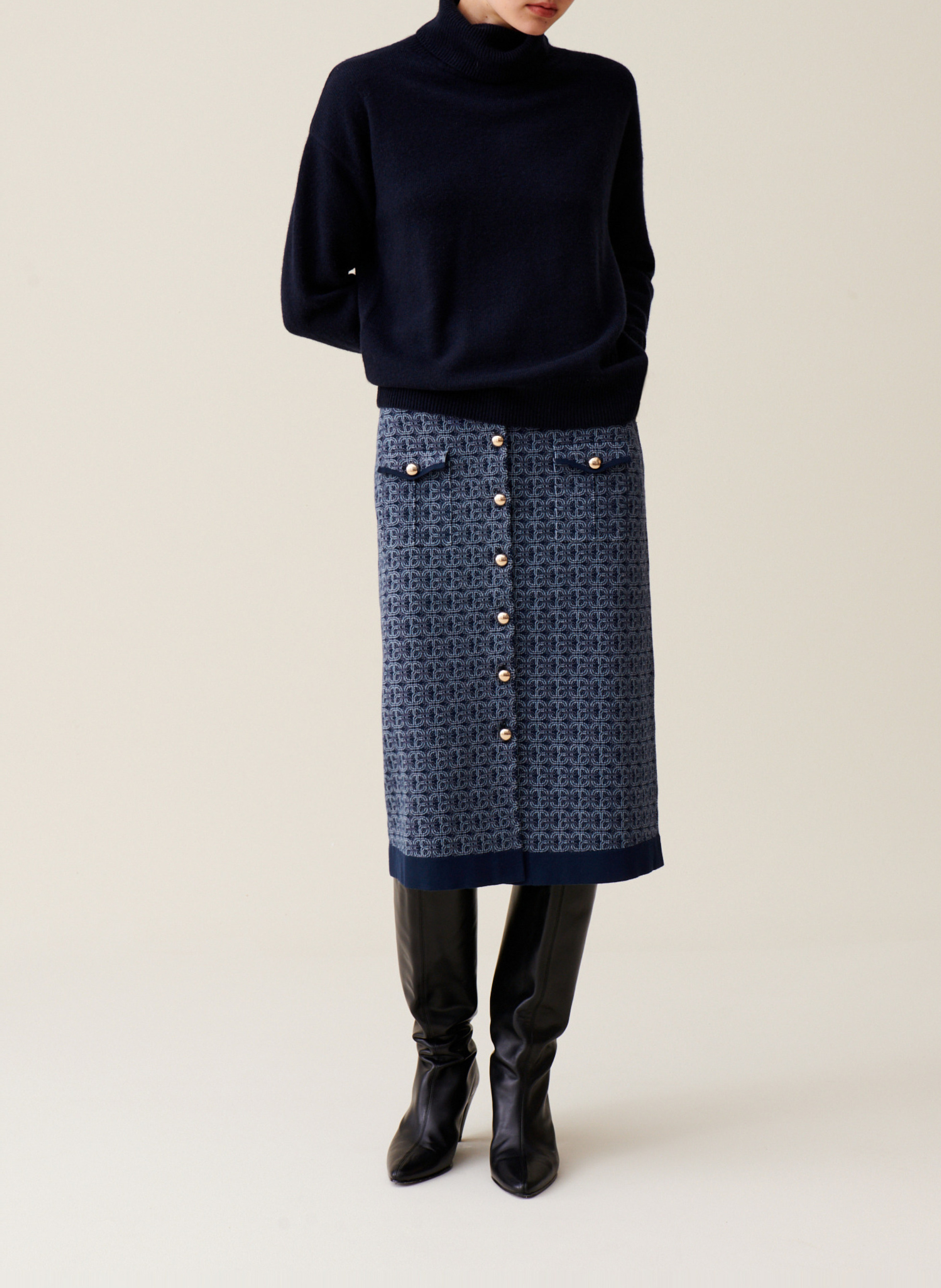 High-waisted monogram skirt CLAUDIE PIERLOT Blue