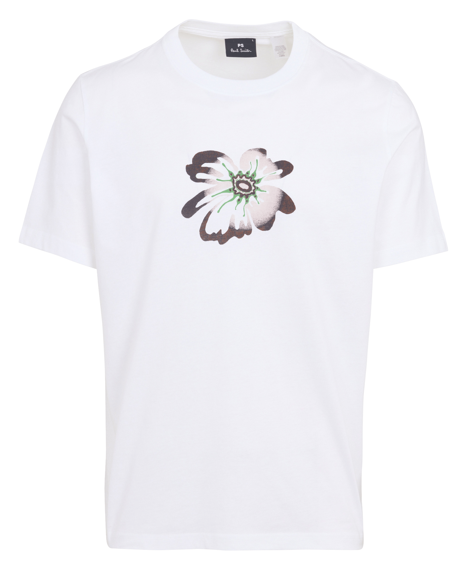 Gerader Rundhalsausschnitt T-Shirt mit Bio-Baumwolle bedruckt PAUL SMITH Weiss