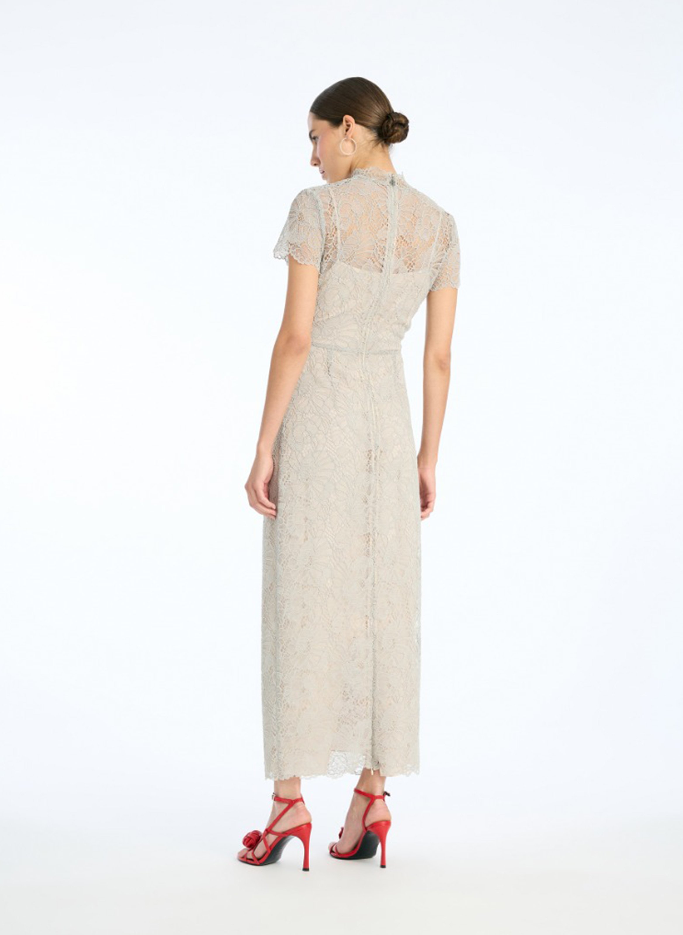 Lace midi dress ROTATE Grey