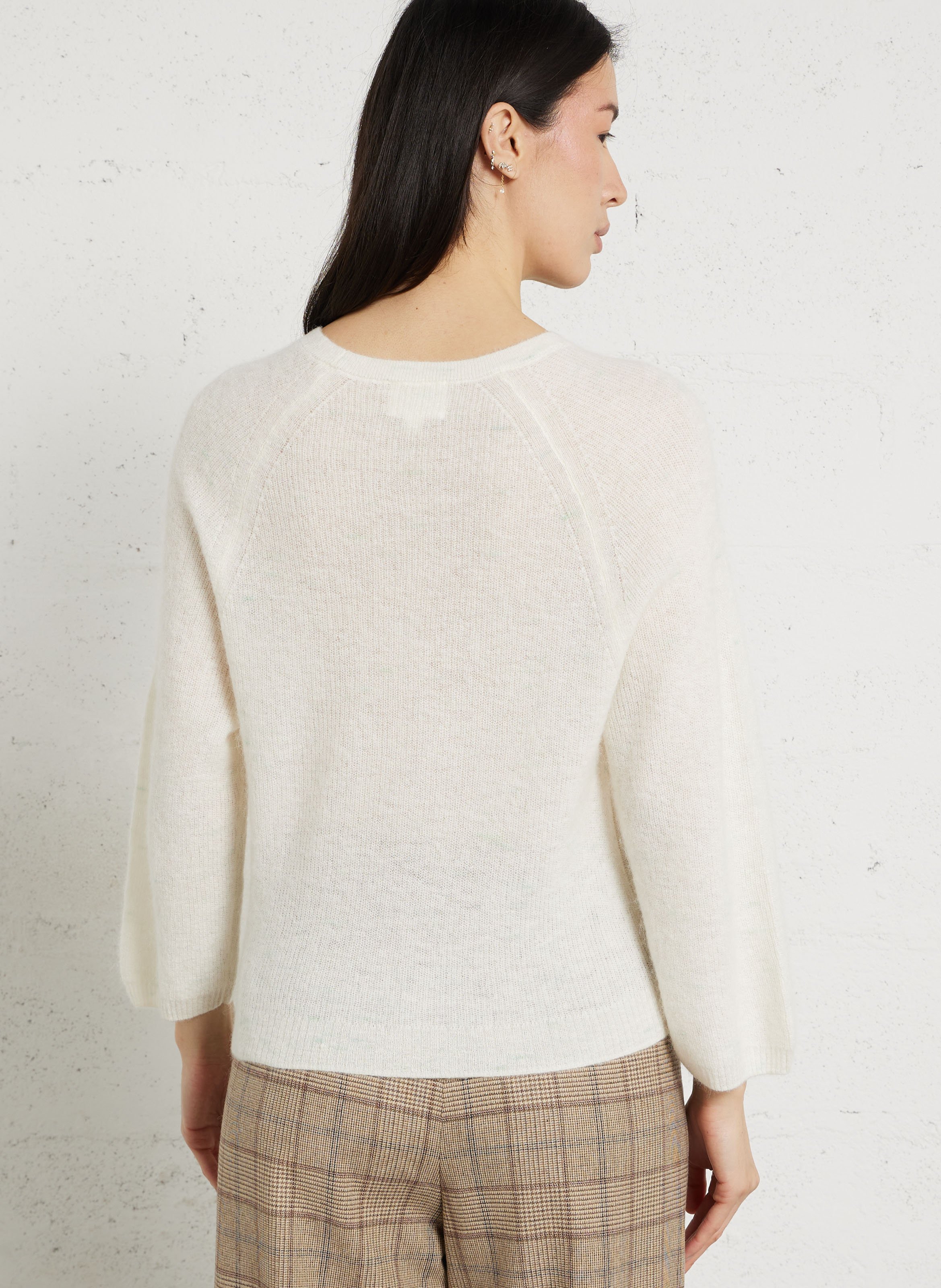 Gerader Rundhalsausschnitt-Pullover aus Alpaka-Mischgewebe MAISON 123 Weiss