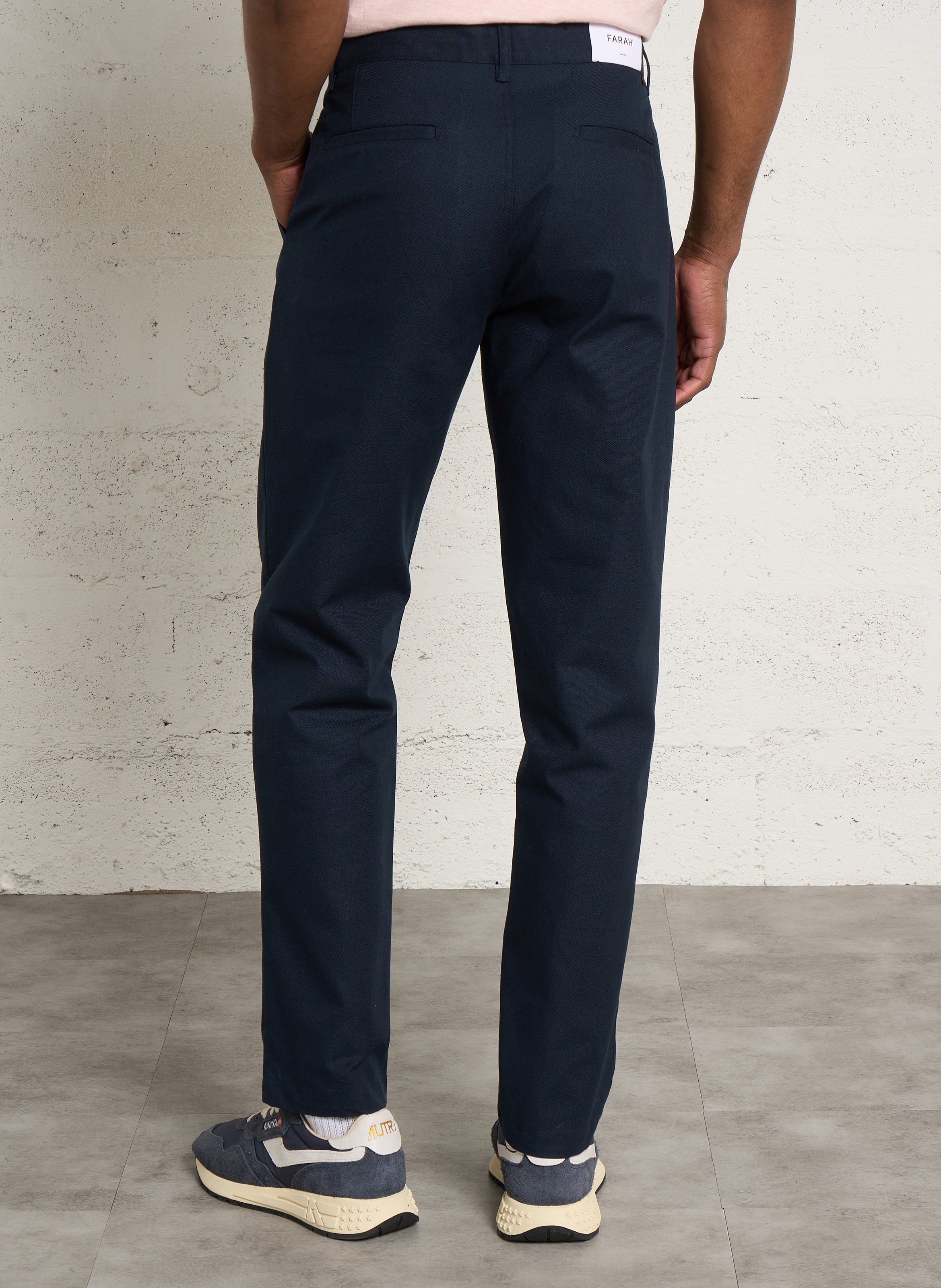 Pantalon droit en coton FARAH Bleu