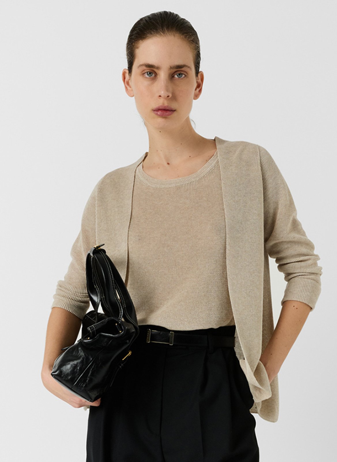 Gilet droit en maille GERARD DAREL Beige