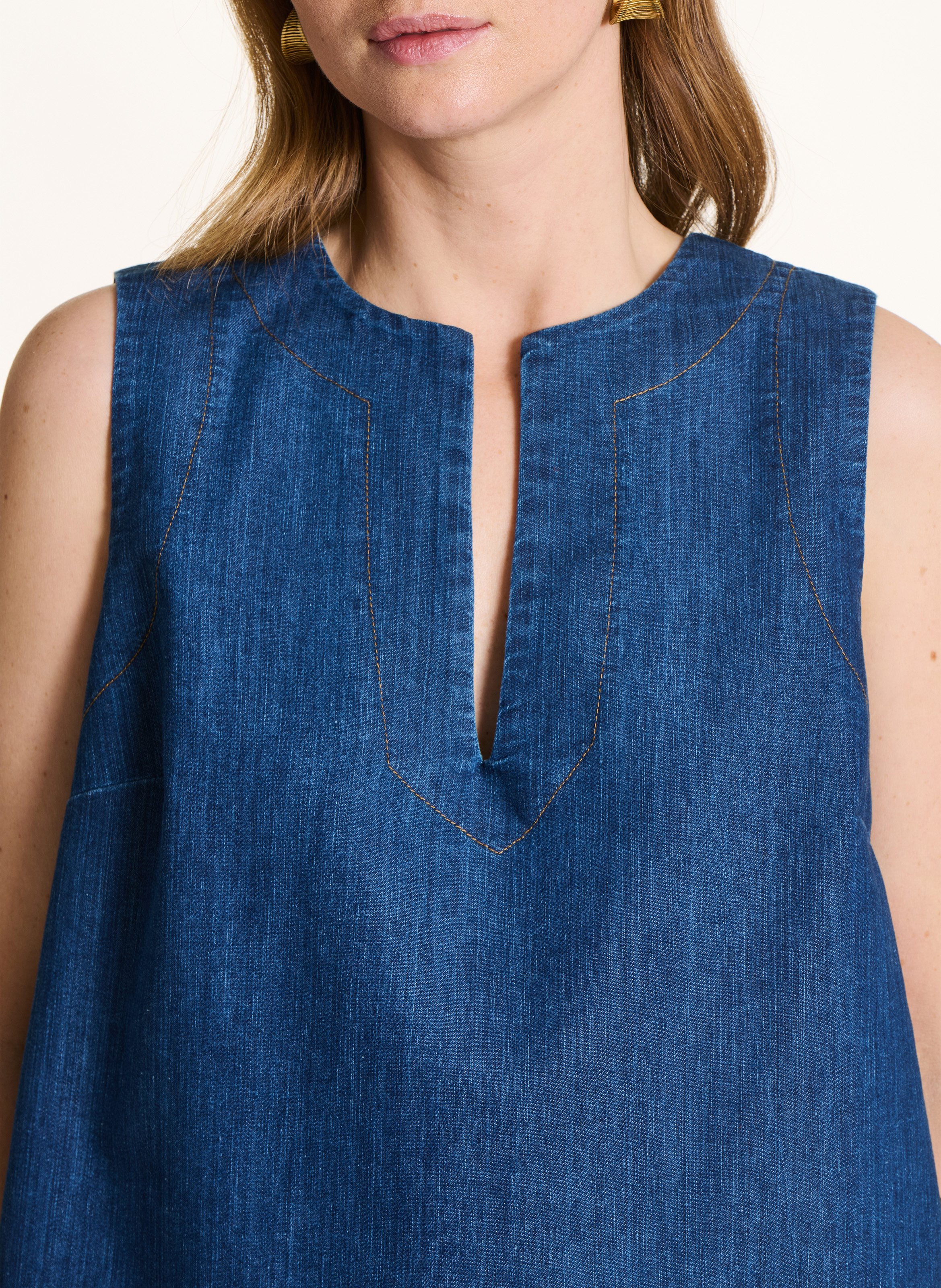 Top oversize en coton mélangé LA FEE MARABOUTEE Bleu