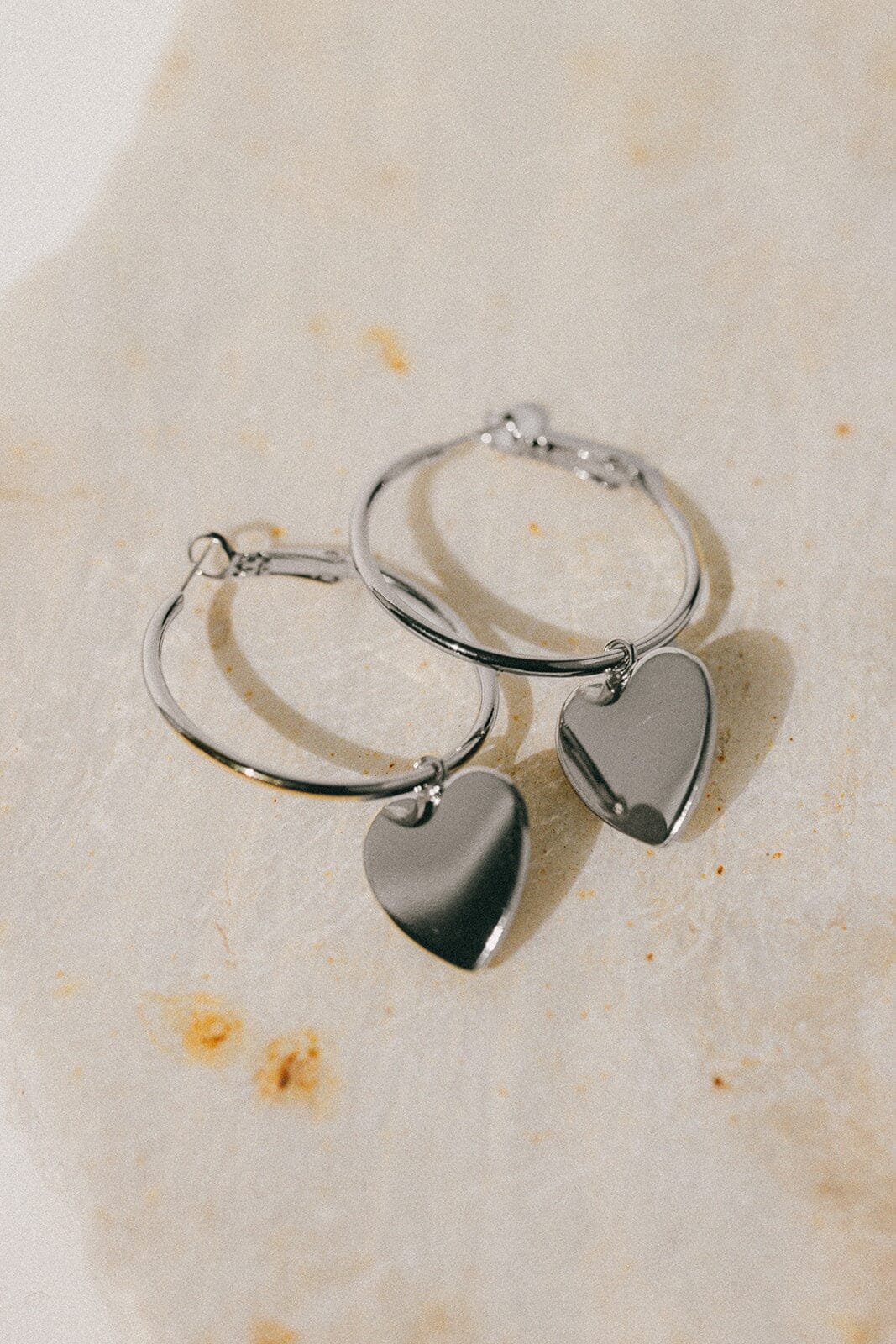 Small heart-shaped gold-plated hoop earrings Silver