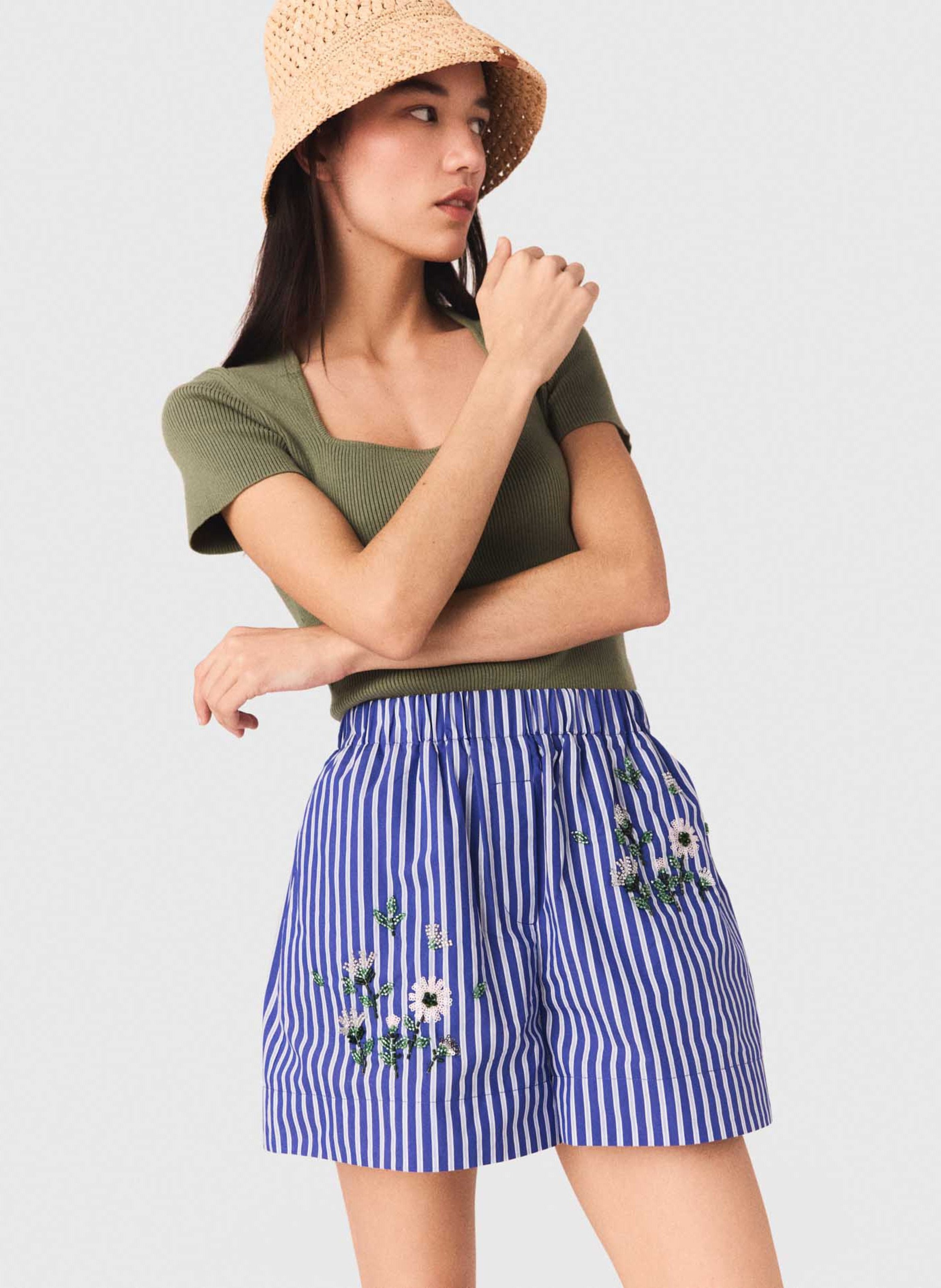 Short large en coton mélangé MAJE Blanc