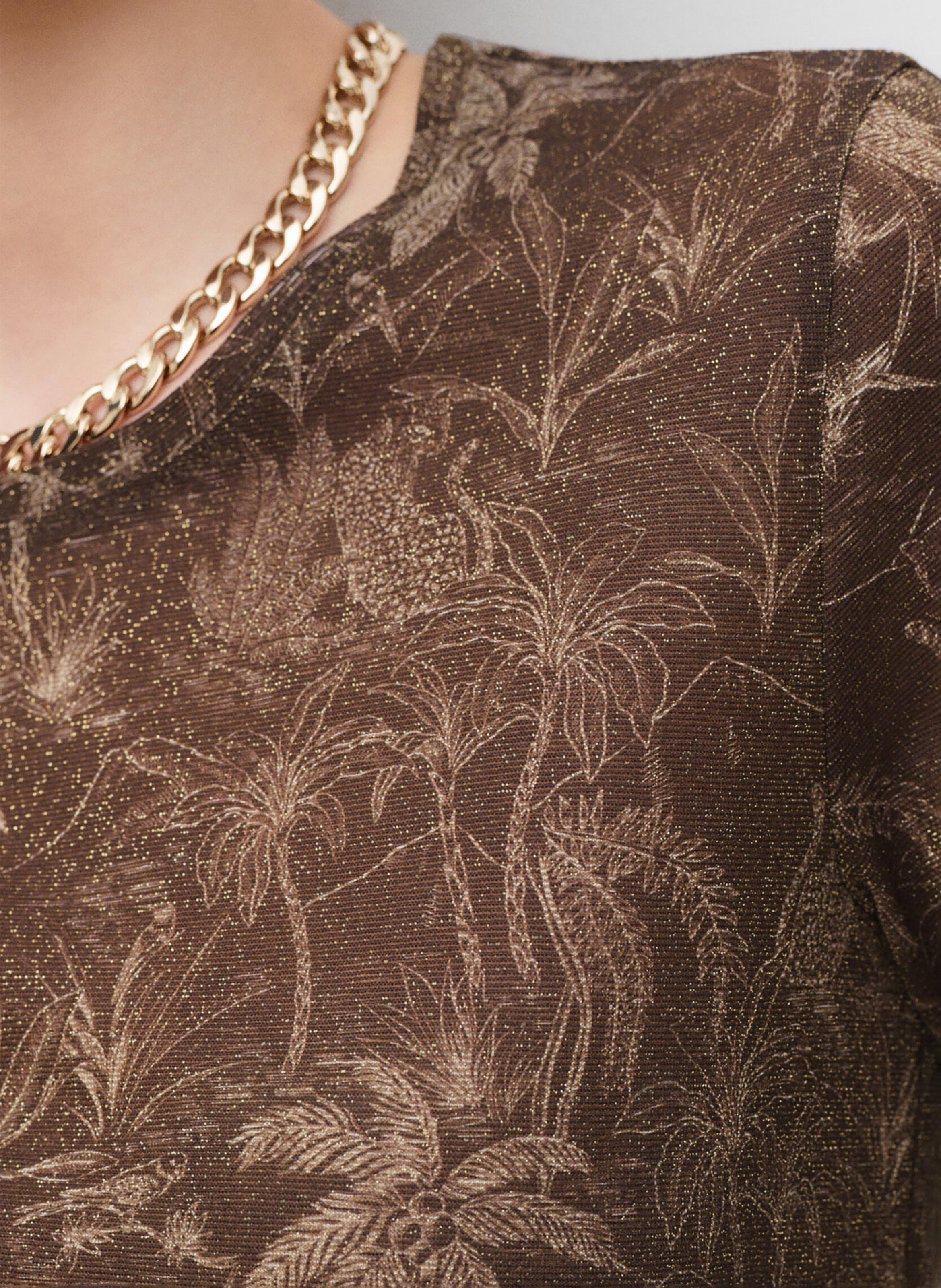 Tee-shirt col rond imprimé CAROLL Marron