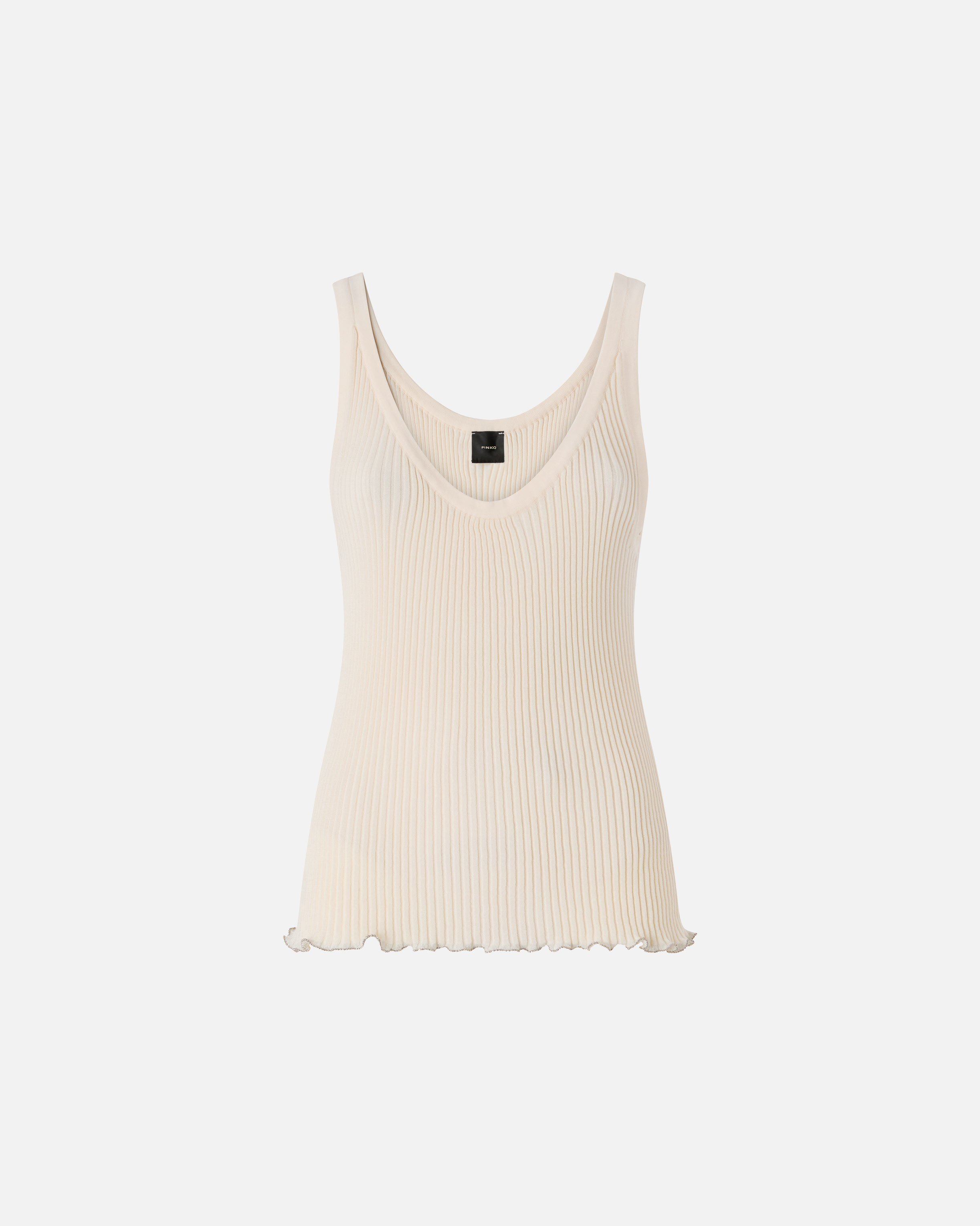 Ribbed logo tank top PINKO White