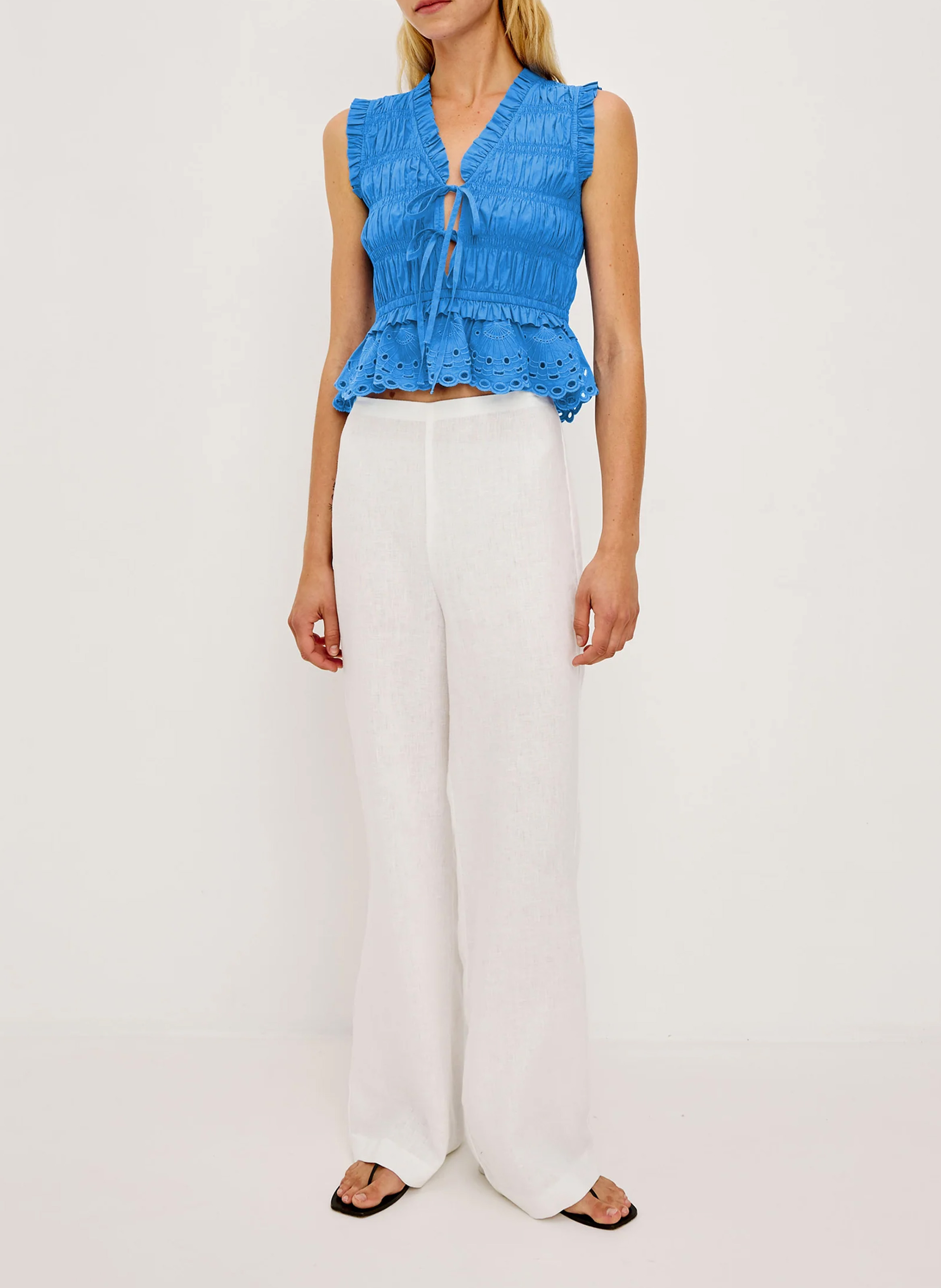 Katoenen top met V-hals RAILS Blauw