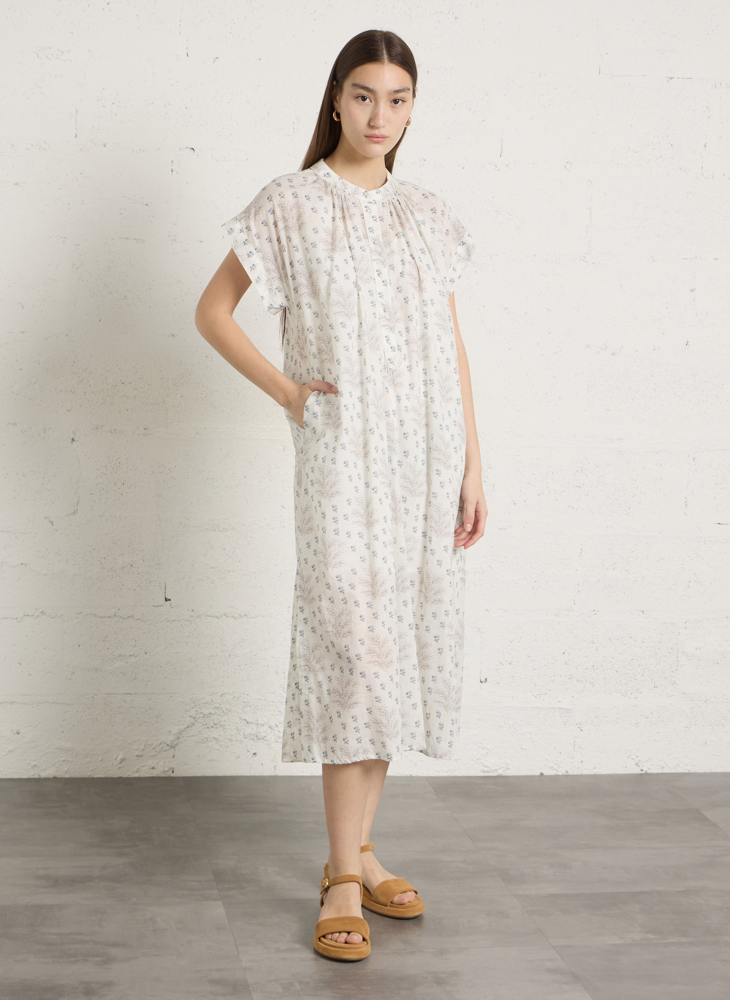 Long loose-fit printed dress HOD PARIS White