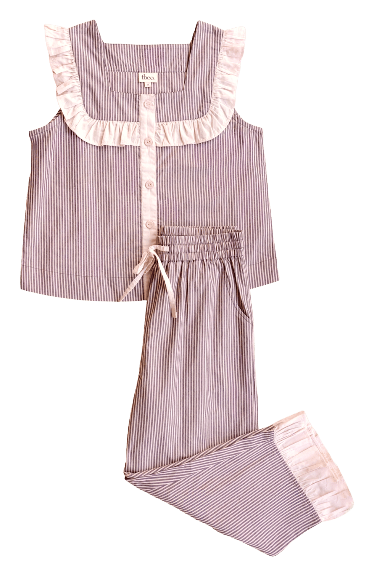 Pyjama-Set aus gestreifter Baumwolle TBCO Rot
