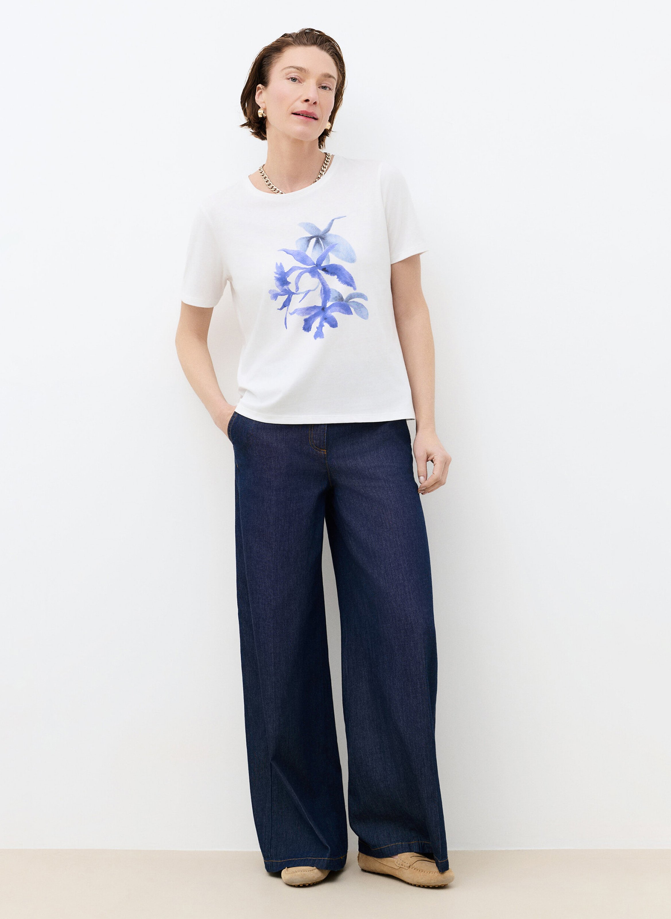 Tee-shirt droit à motif devant CAROLL Bleu