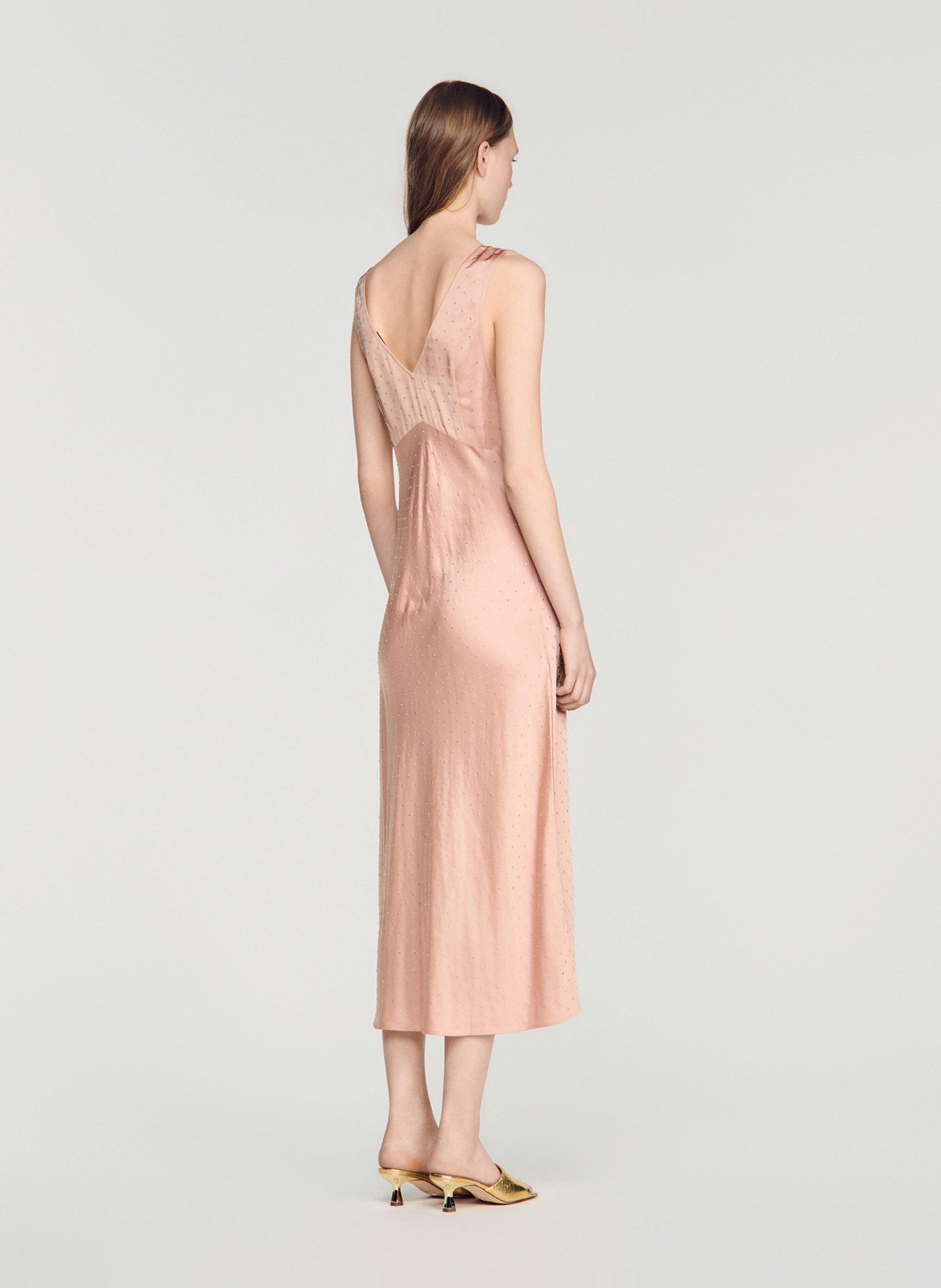 Midi-jurk met strass SANDRO Beige