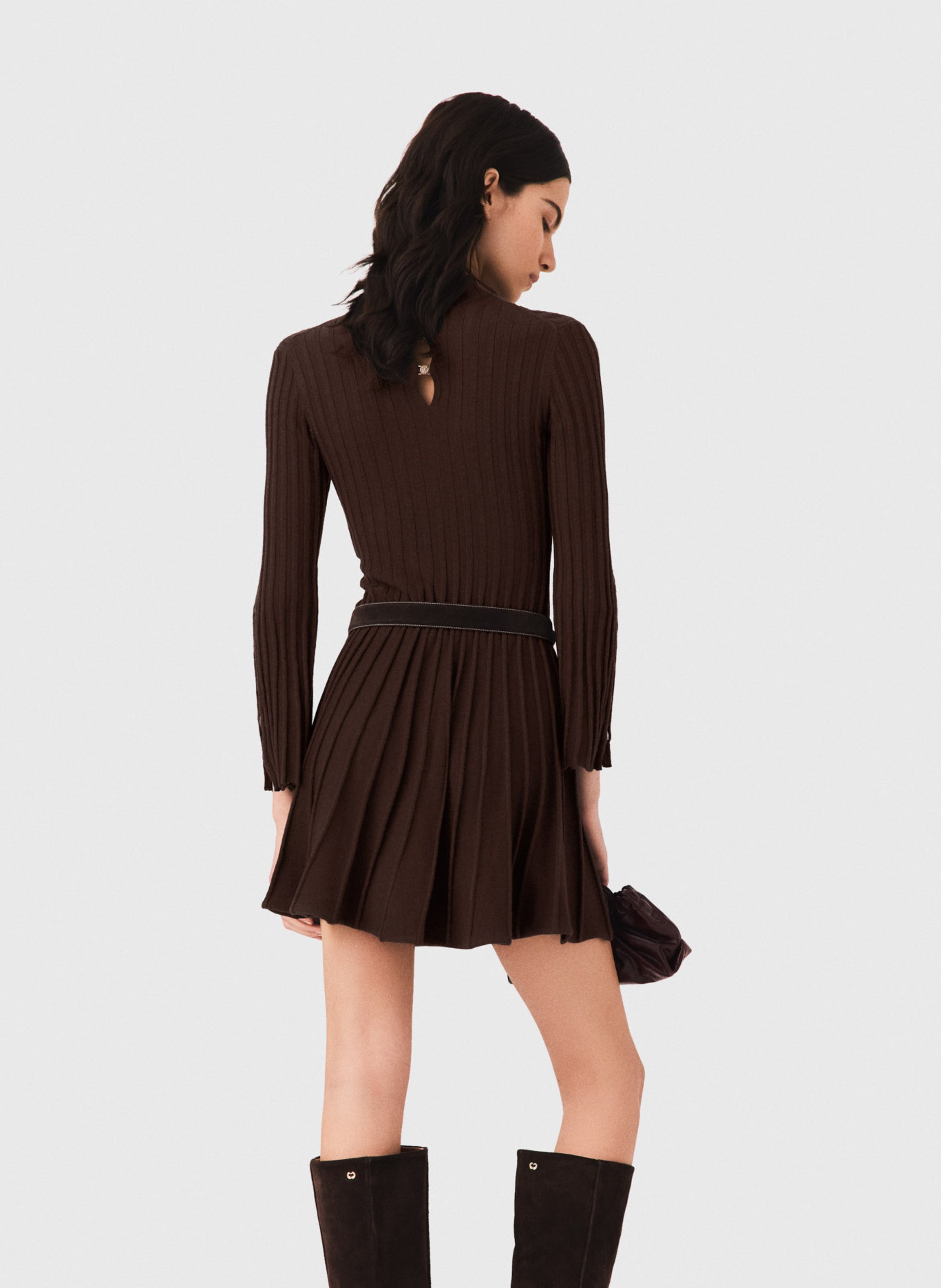 Robe courte cintrée col montant | Marron MAJE Femme