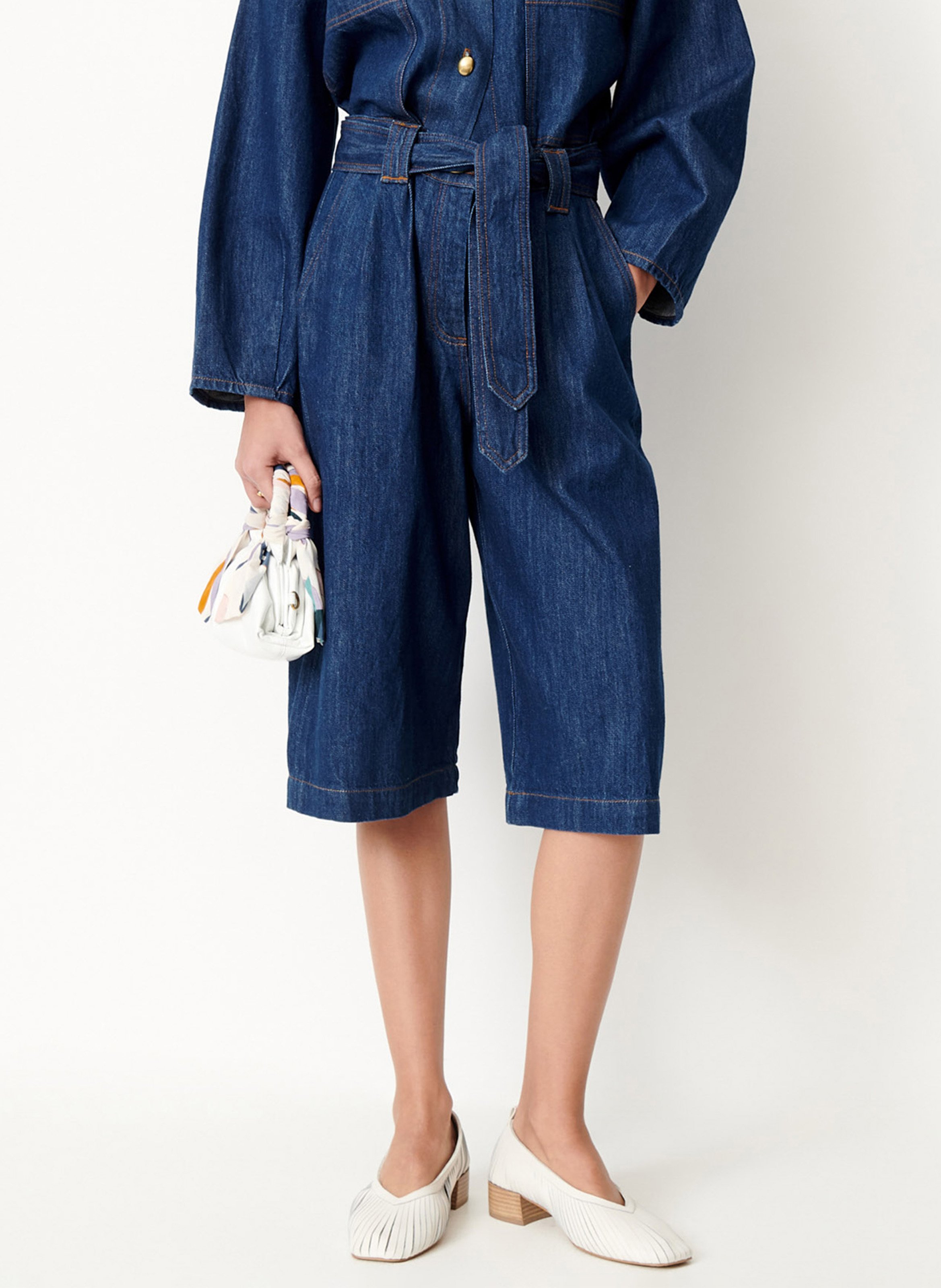 Oversized high-waisted bermuda van katoen SESSUN Blauw