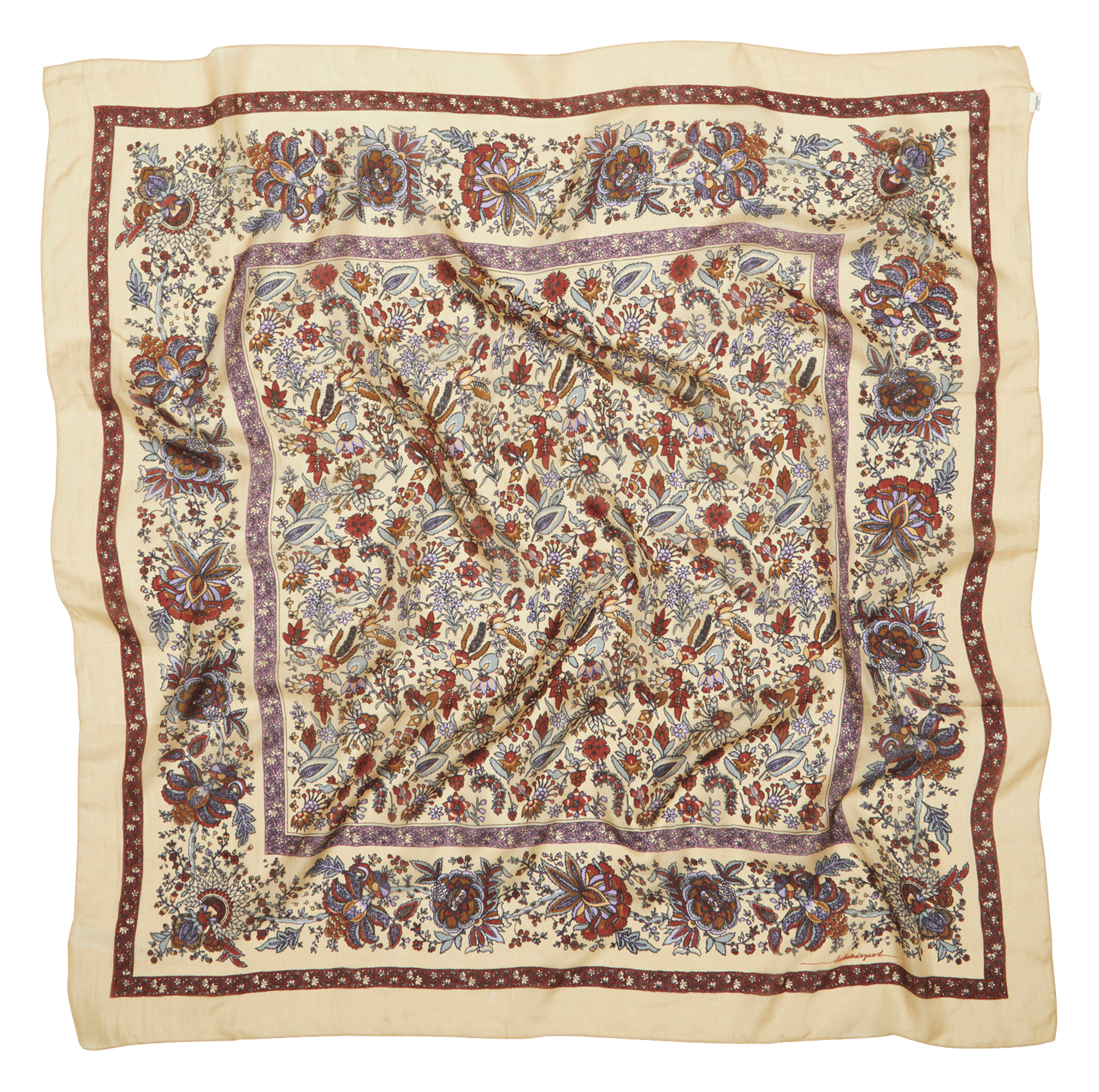 Foulard carré imprimé floral en soie BECKSONDERGAARD Multicolore