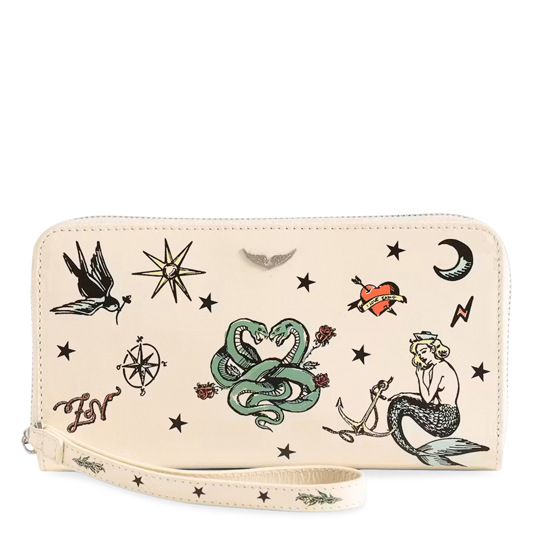 Brieftasche aus bedrucktem Leder ZADIG&VOLTAIRE Weiss