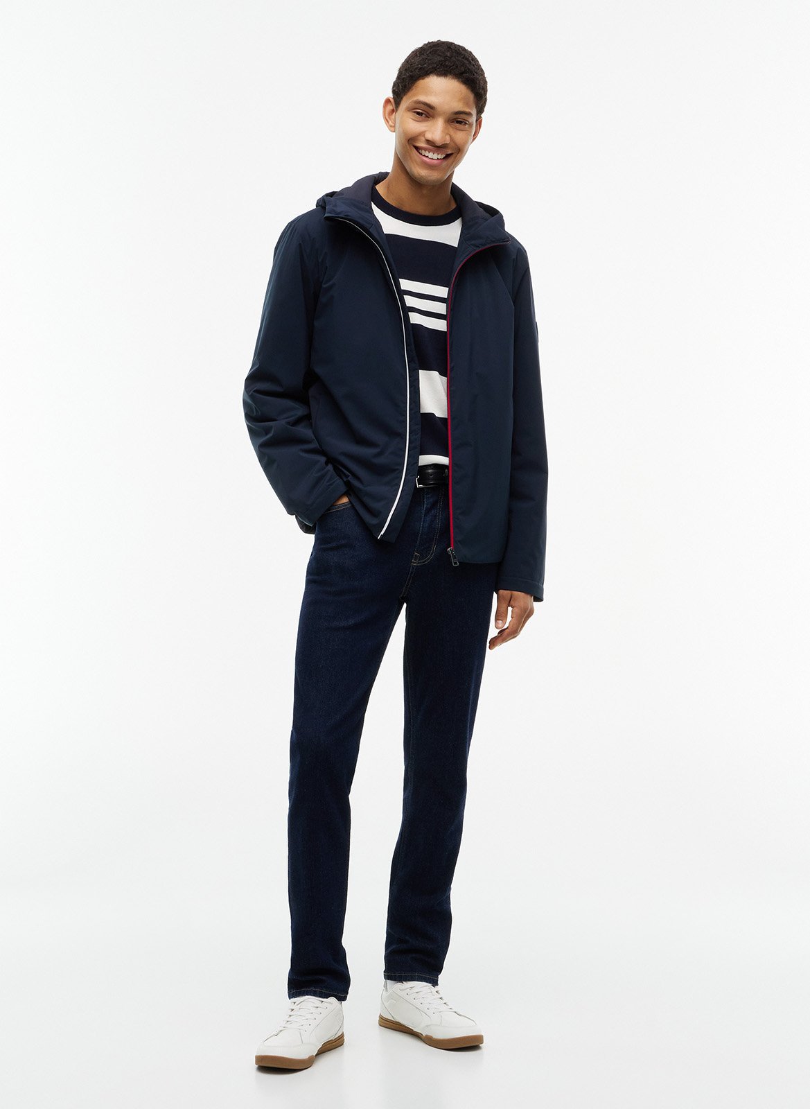 Gerader Mantel mit Reißverschluss und Kapuze TOMMY HILFIGER Blau