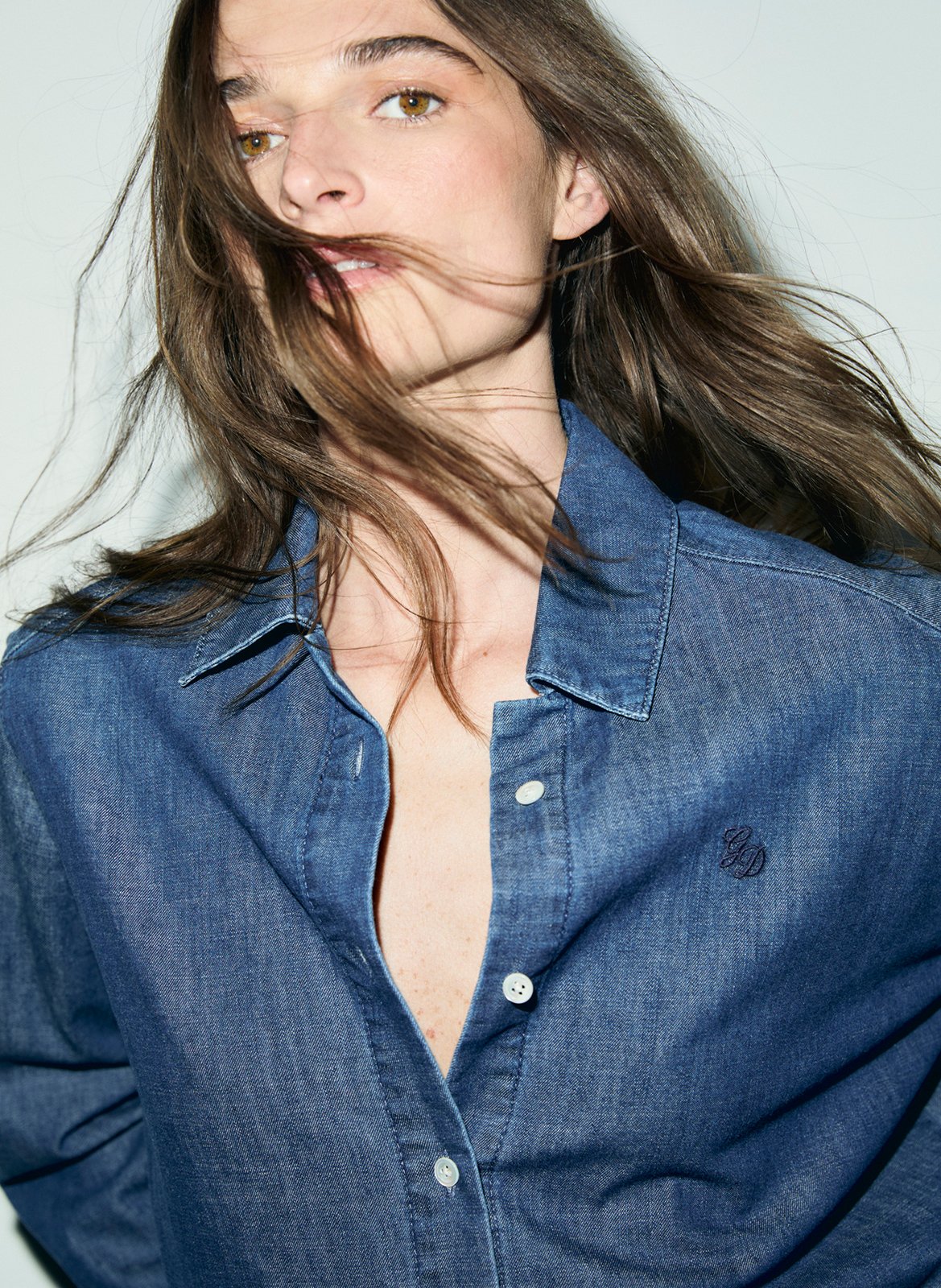 Straight-cut cotton shirt with classic collar GERARD DAREL Blue
