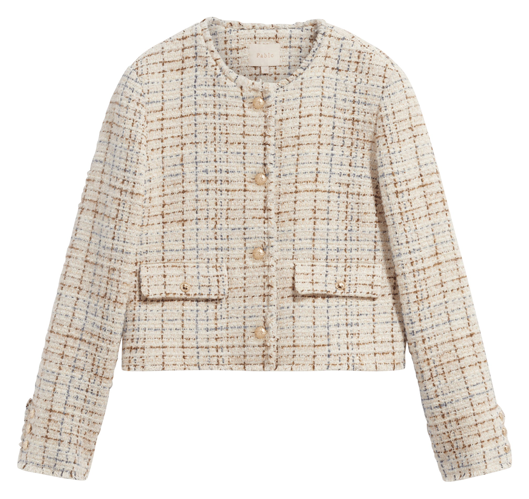 Short straight tweed jacket PABLO Beige