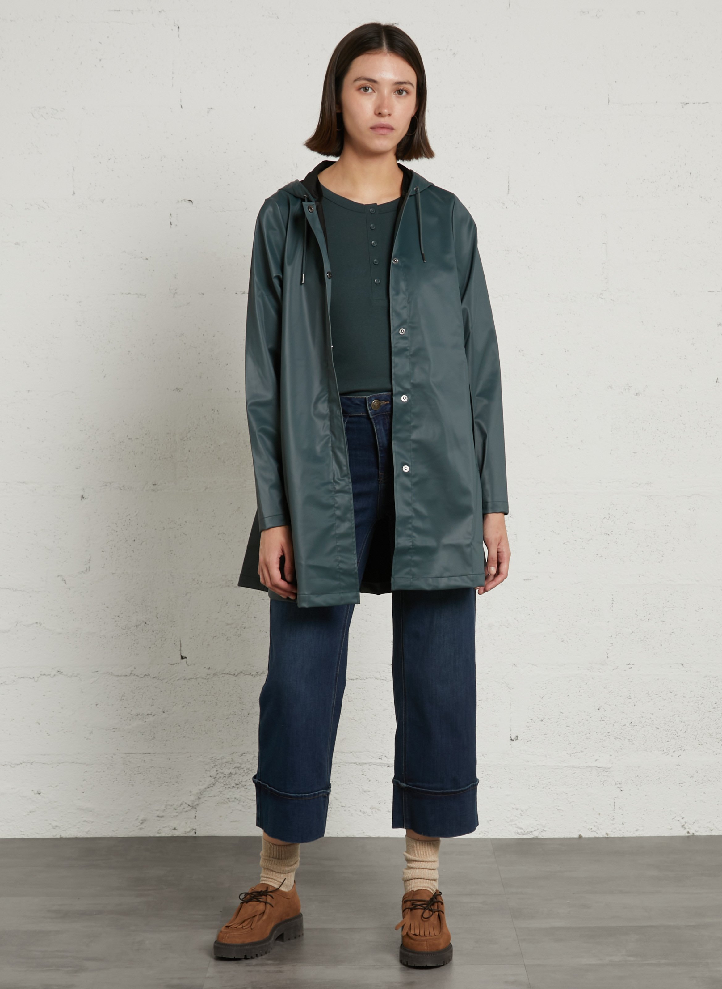 Imperméable droite à capuche RAINS Vert