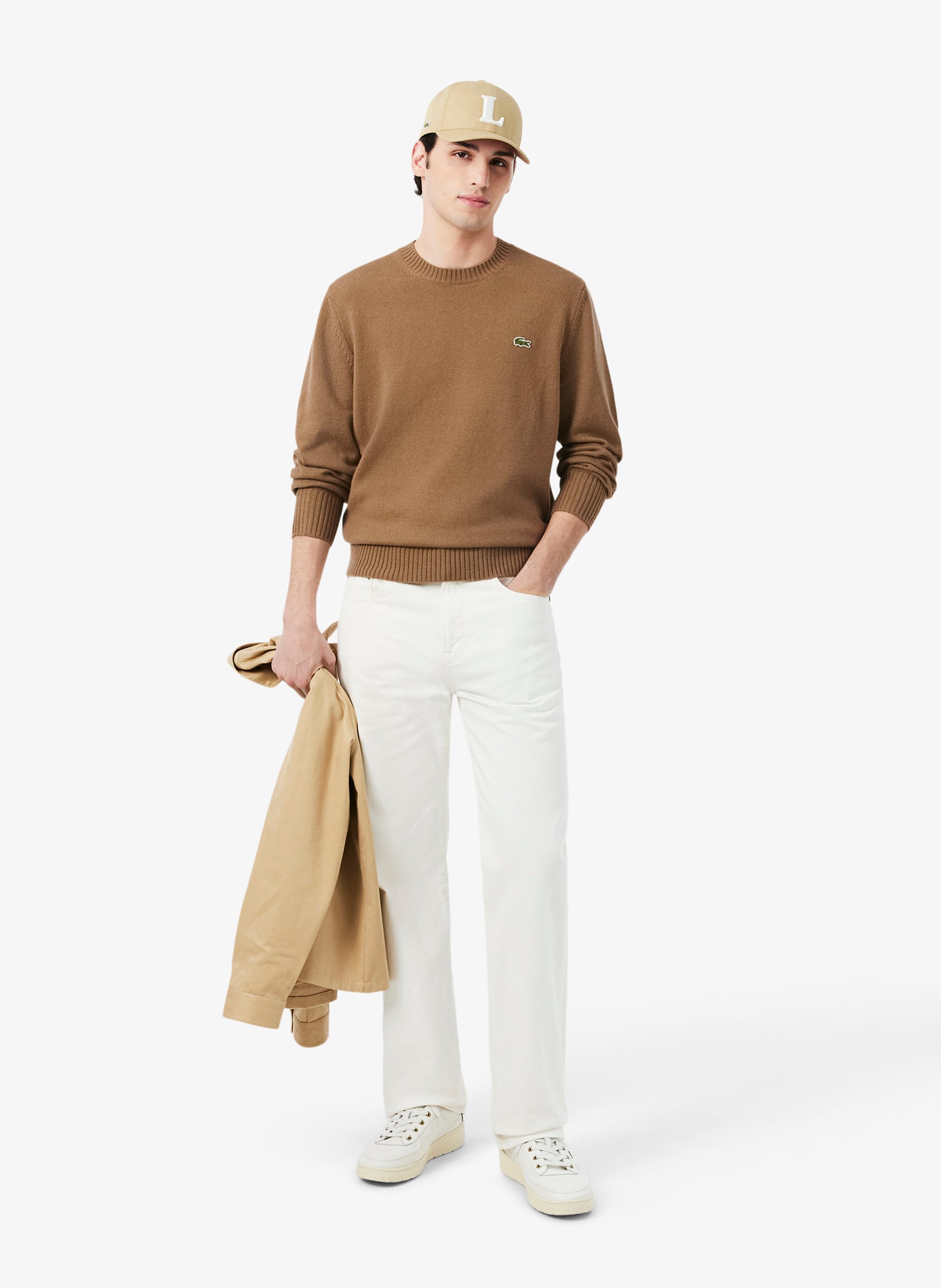 Fine wool sweater LACOSTE Brown
