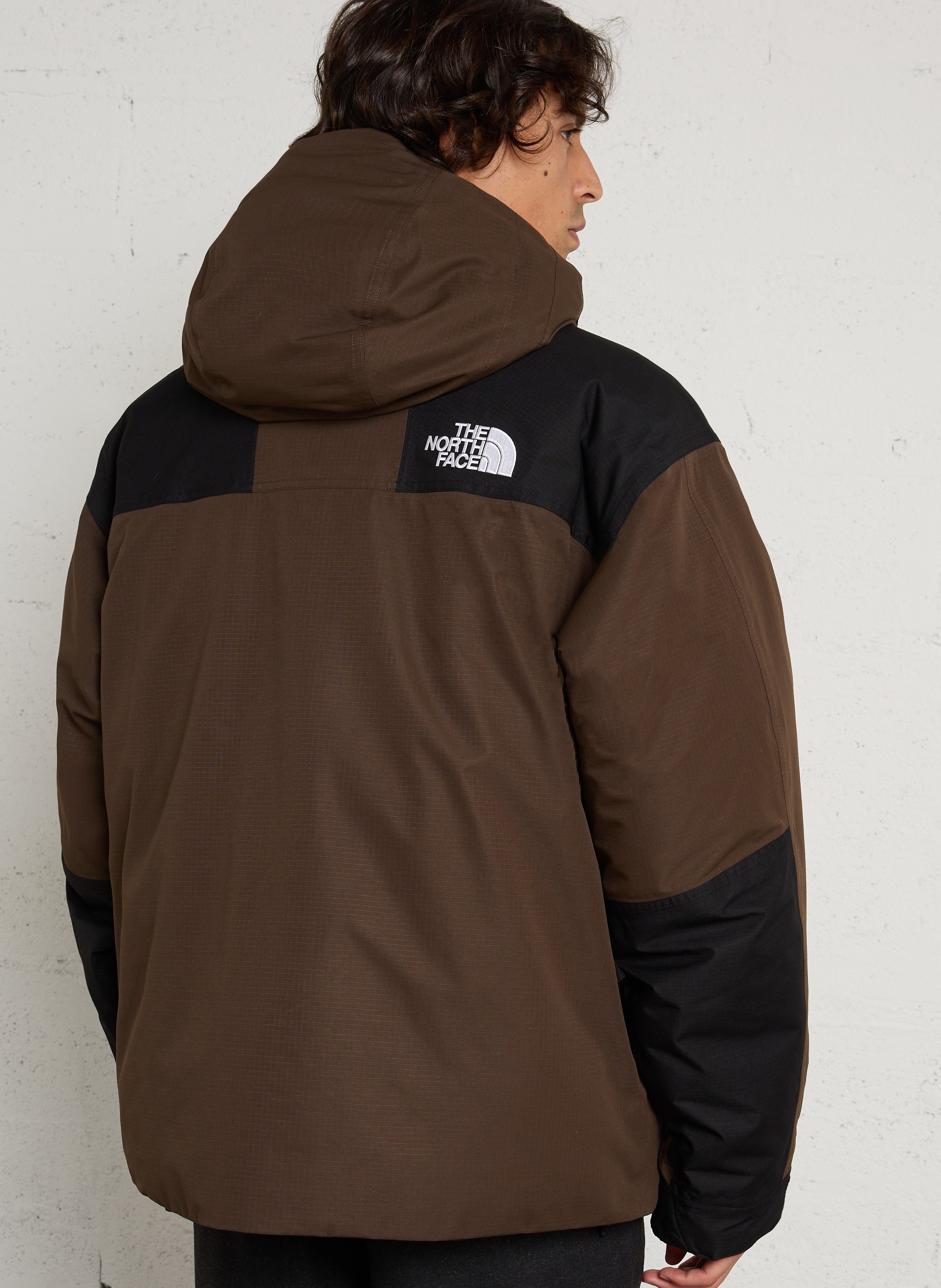 Veste droite col montant matelassée à capuche THE NORTH FACE Marron