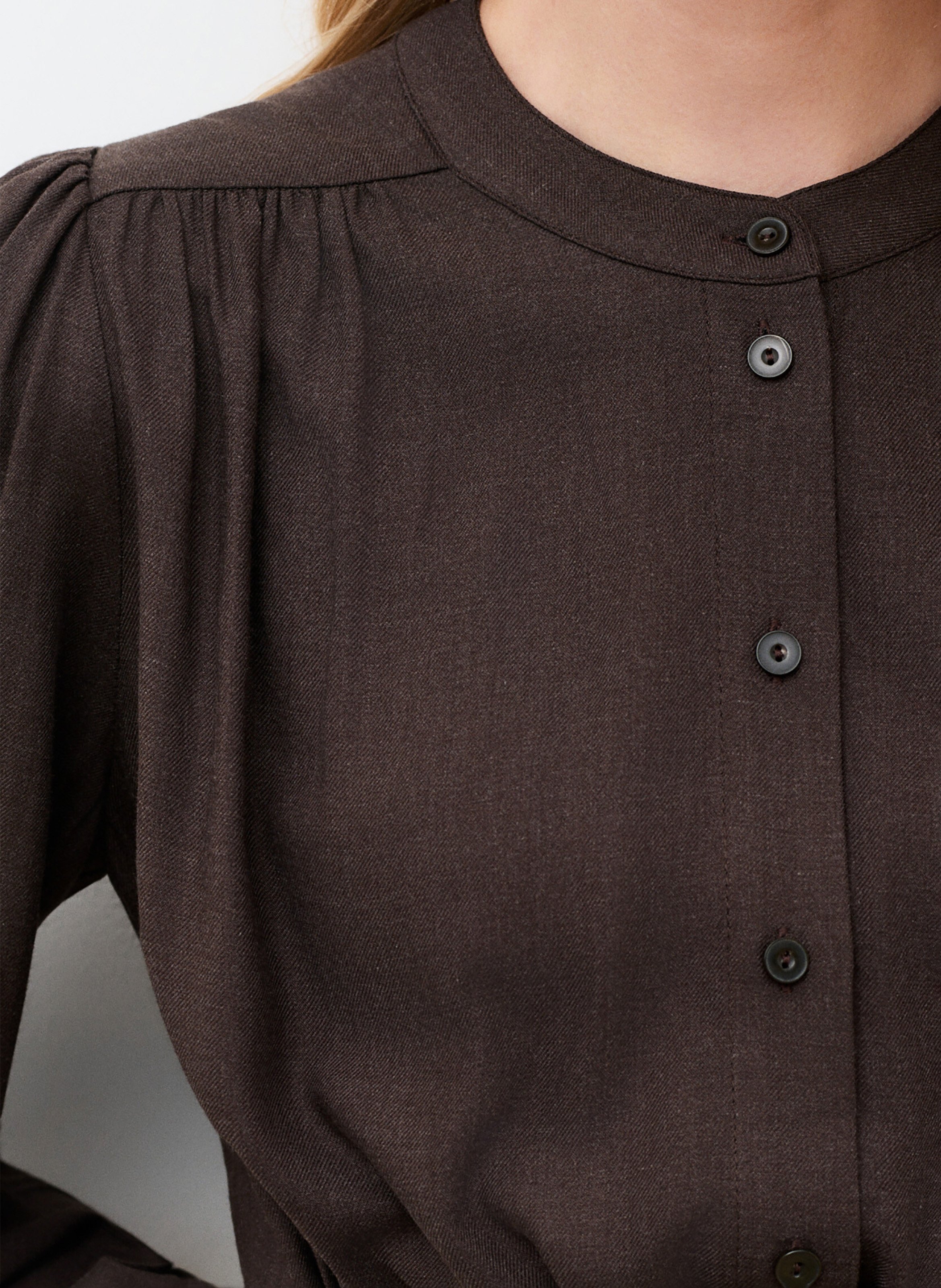 Robe midi ceinturée unie  CAROLL Marron