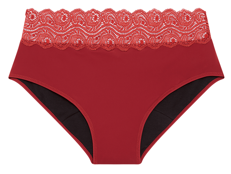 Perioden-Slip aus Spitze - Starke Blutung Rot