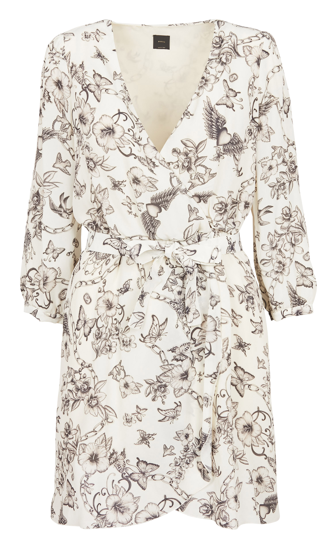 Short printed wrap dress PINKO White